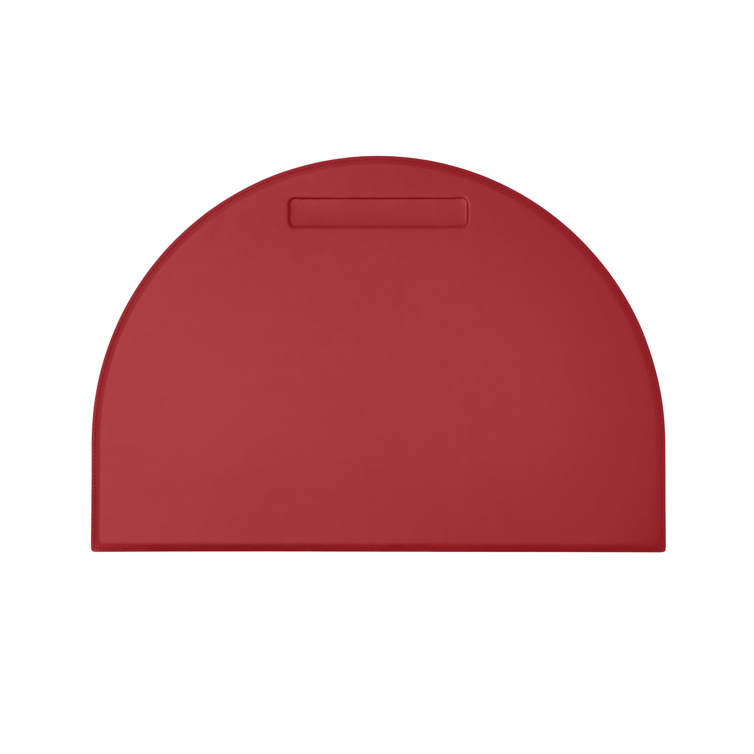 Eglooh - Diana - Desk Mat for Office Made of Vivid Red Leather - Desk Pad cm 50x35 - Semicircle Shape and Pen Slot - Handmade Stitchings and Non-Slip Bottom - Made in Italy