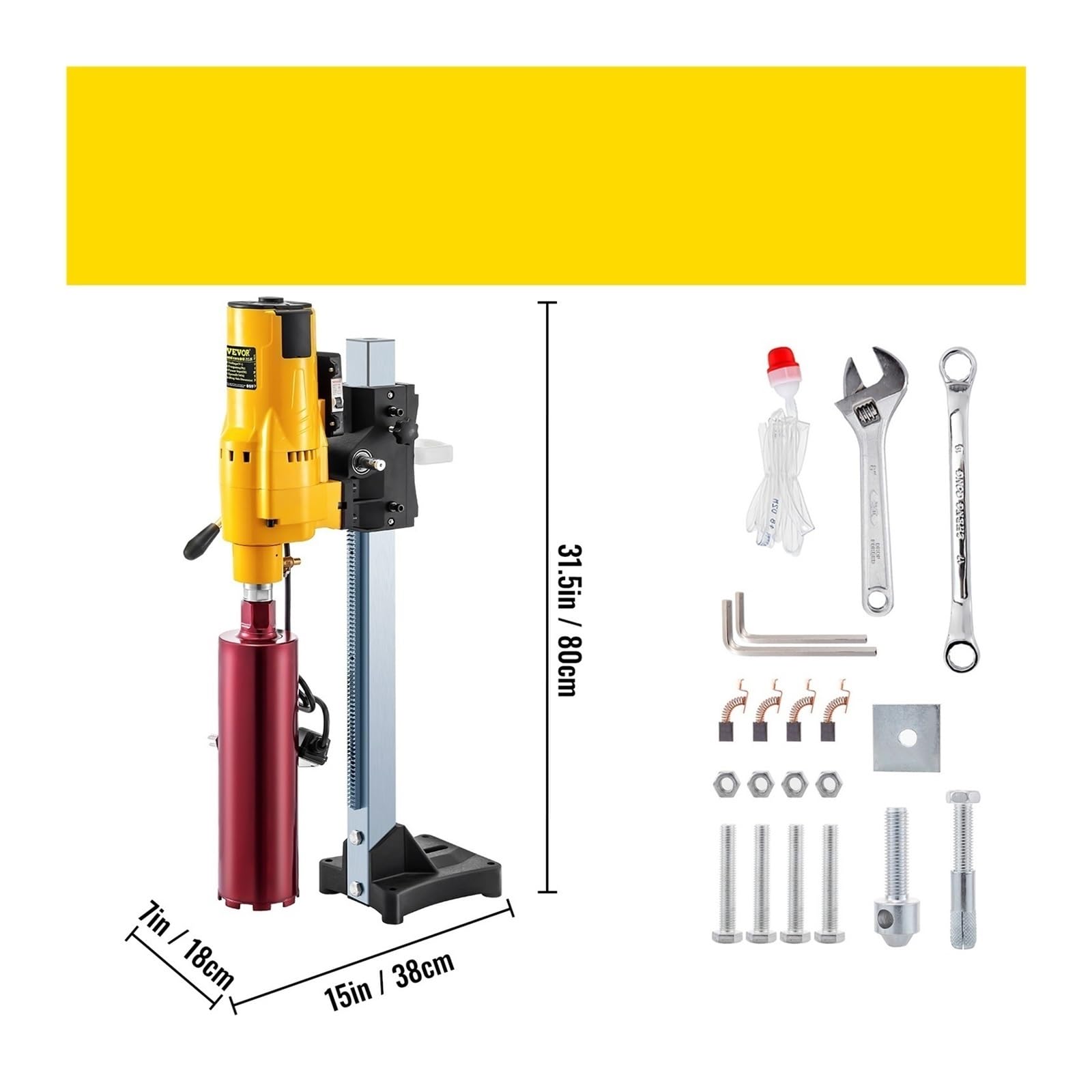 Pionowa wiertarka diamentowa 205 mm 255 Wytrzymała stołowa do betonu na mokro/sucho 3980 W 4450 Dla początkujących majsterkowiczów(4450W 255mm)