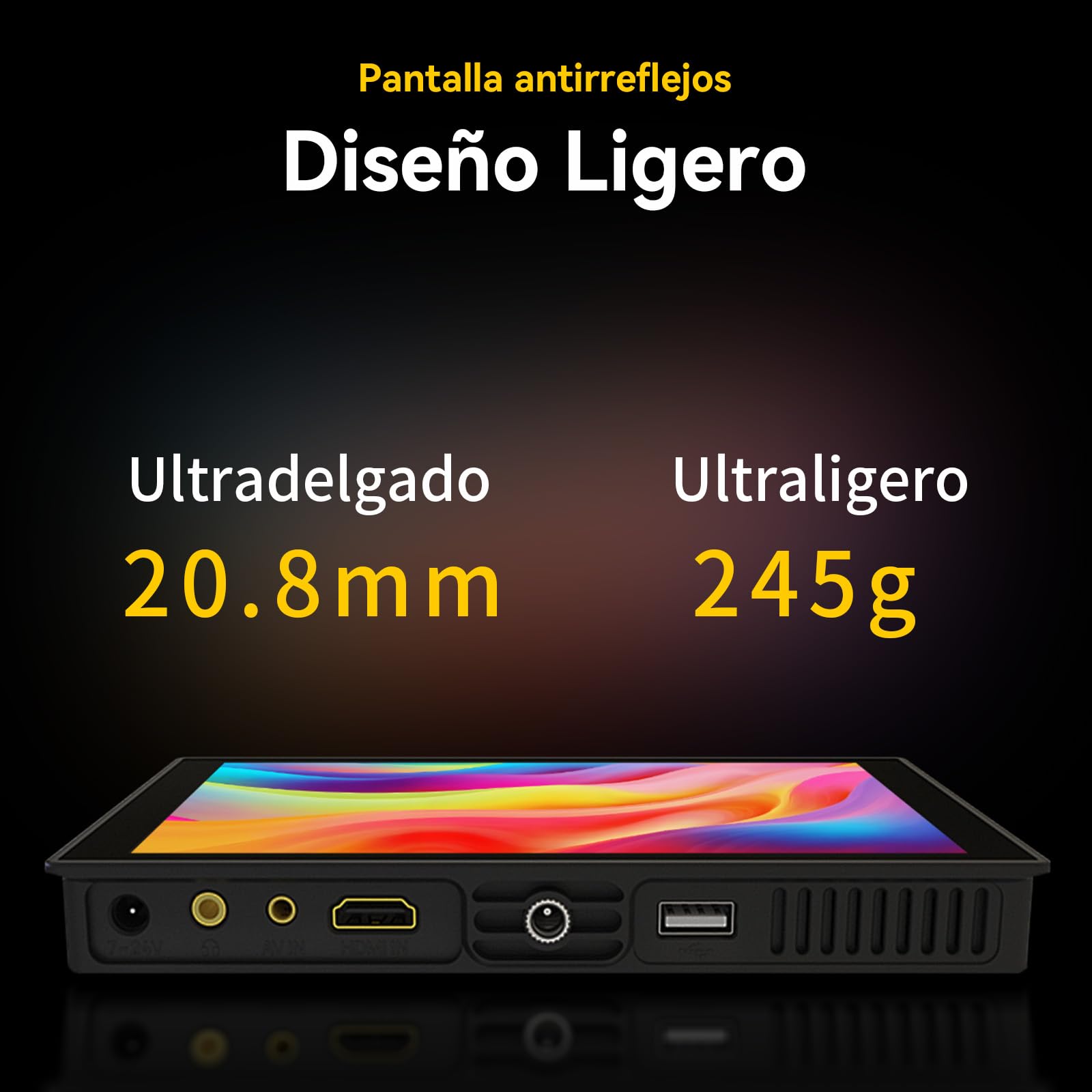 Portkeys HD7T Monitor de Campo para Cámara 7" Táctil, Pantalla de Alta Luminosidad 1000 Nits con Teclas de Acceso Rápido, Compatible con DSLR con Parasol