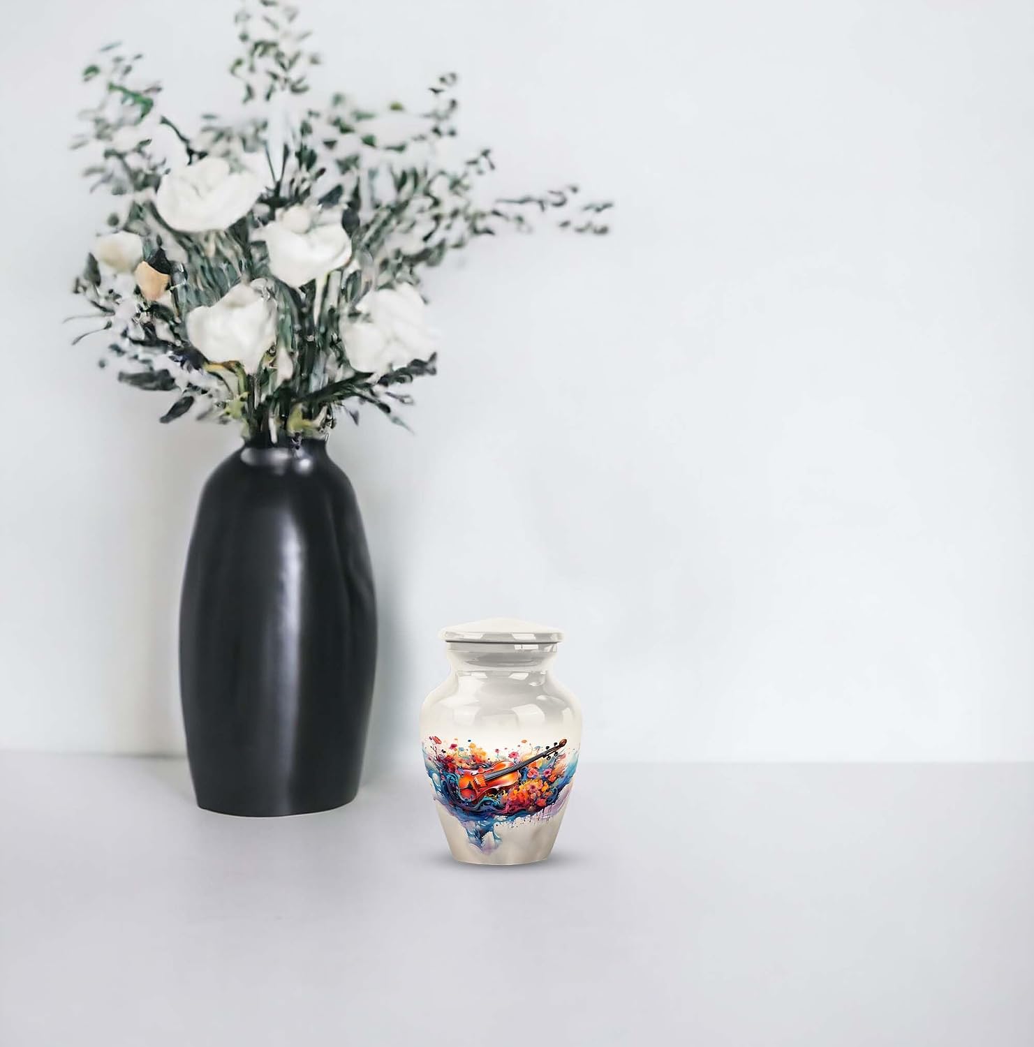 Floral Symphony Urn for Ashes - Adult, Baby, Decorative Keepsake Box Set of 4
