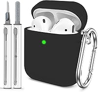 Vista 1 de for AirPods 1/2 Case Cover,Come with Cleaner Kit,Soft Skin Silicone Case Cover with Keychain, Full Protective Case for Men and Women, Compatible