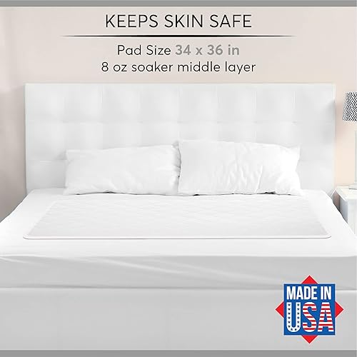 Miniatura 3 de Almohadillas reutilizables lavables con respaldo impermeable, 34 x 36 pulgadas, para usar como almohadillas de cama de incontinencia, almohadillas