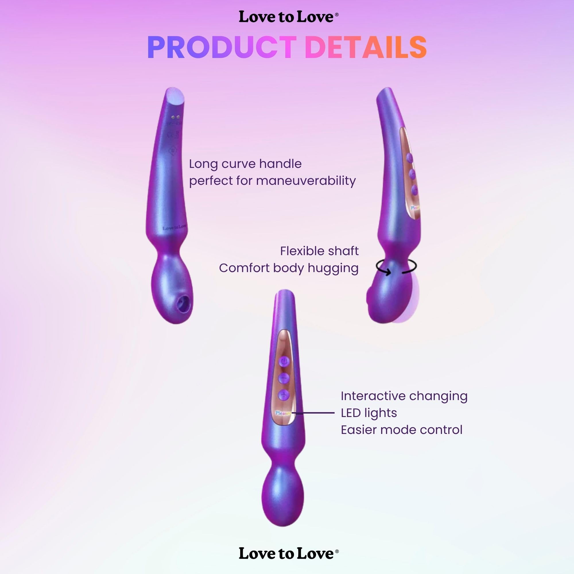 Love to Love Pleaser Wand Stimolatore Clitorideo – Wand femminile in silicone con design flapping, modalità Sense Touch, 5 modalità e 8 livelli di intensità, ricaricabile, impermeabile IPX7
