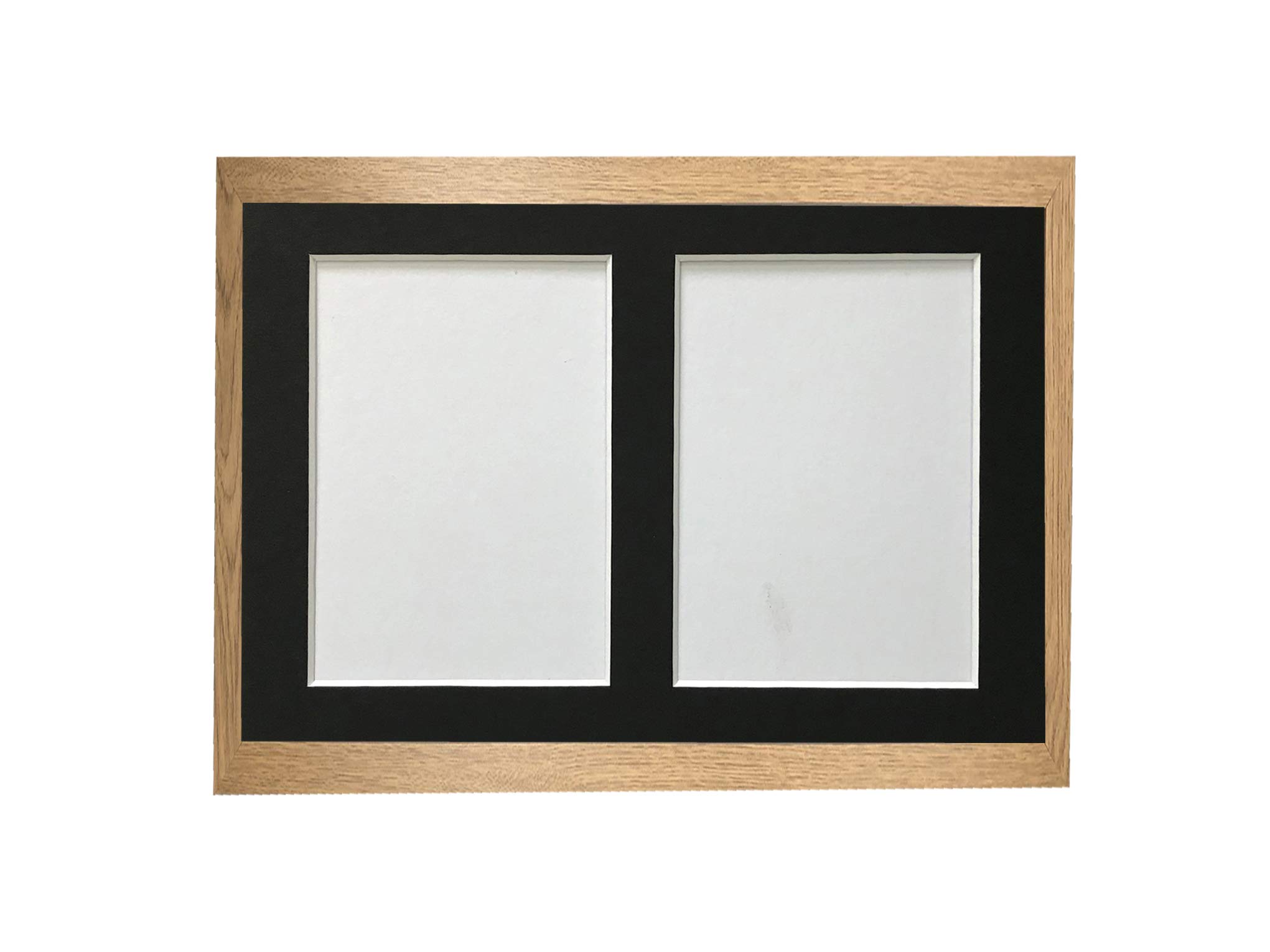 H7 Oak Picture Photo Frame with Black 5 x 3.5 Inch Two Aperture Mount
