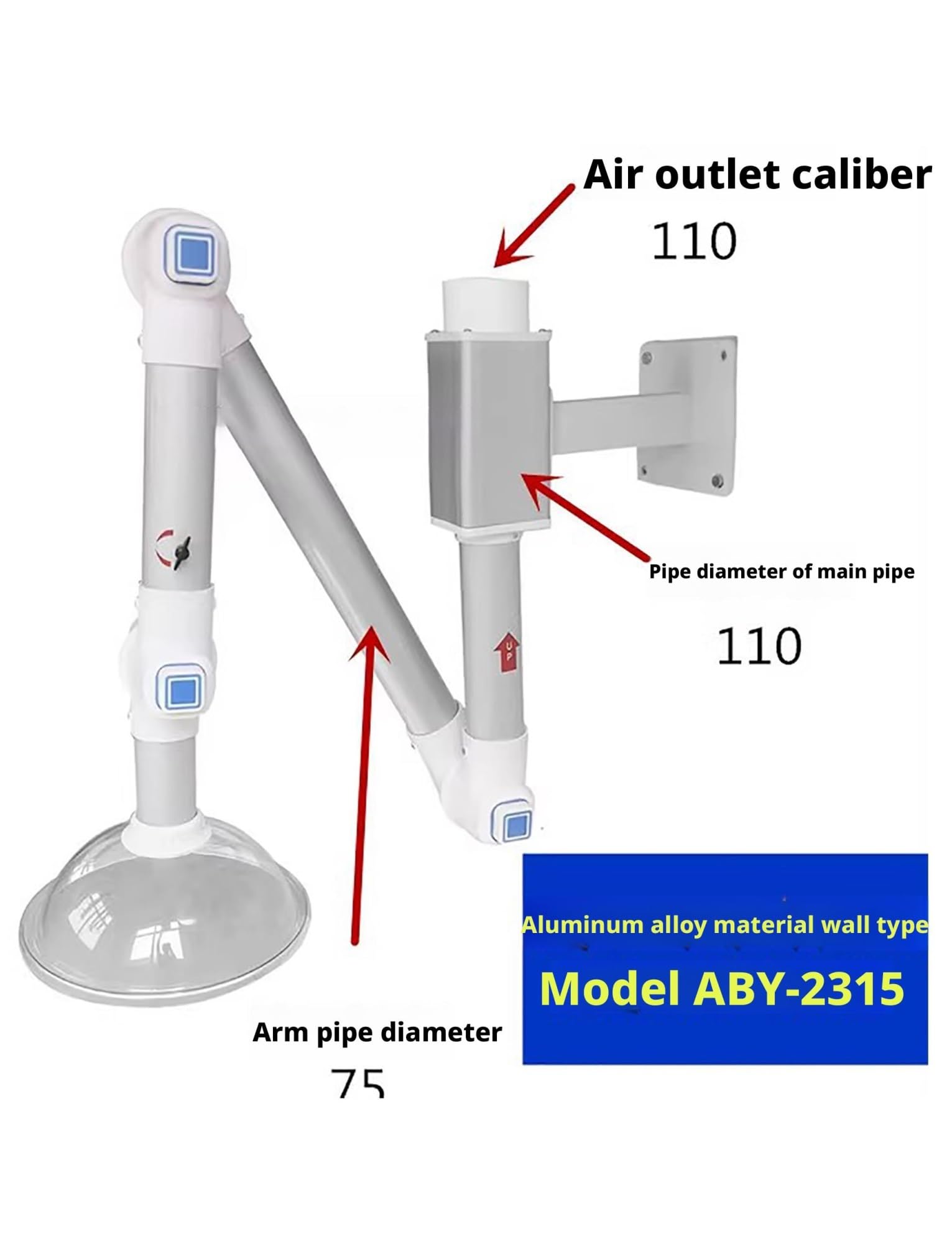 Cappa aspirante fumi, sistema di ventilazione rotante a 360° per laboratori e fabbriche, filtrazione dell'aria efficace per ambienti industriali