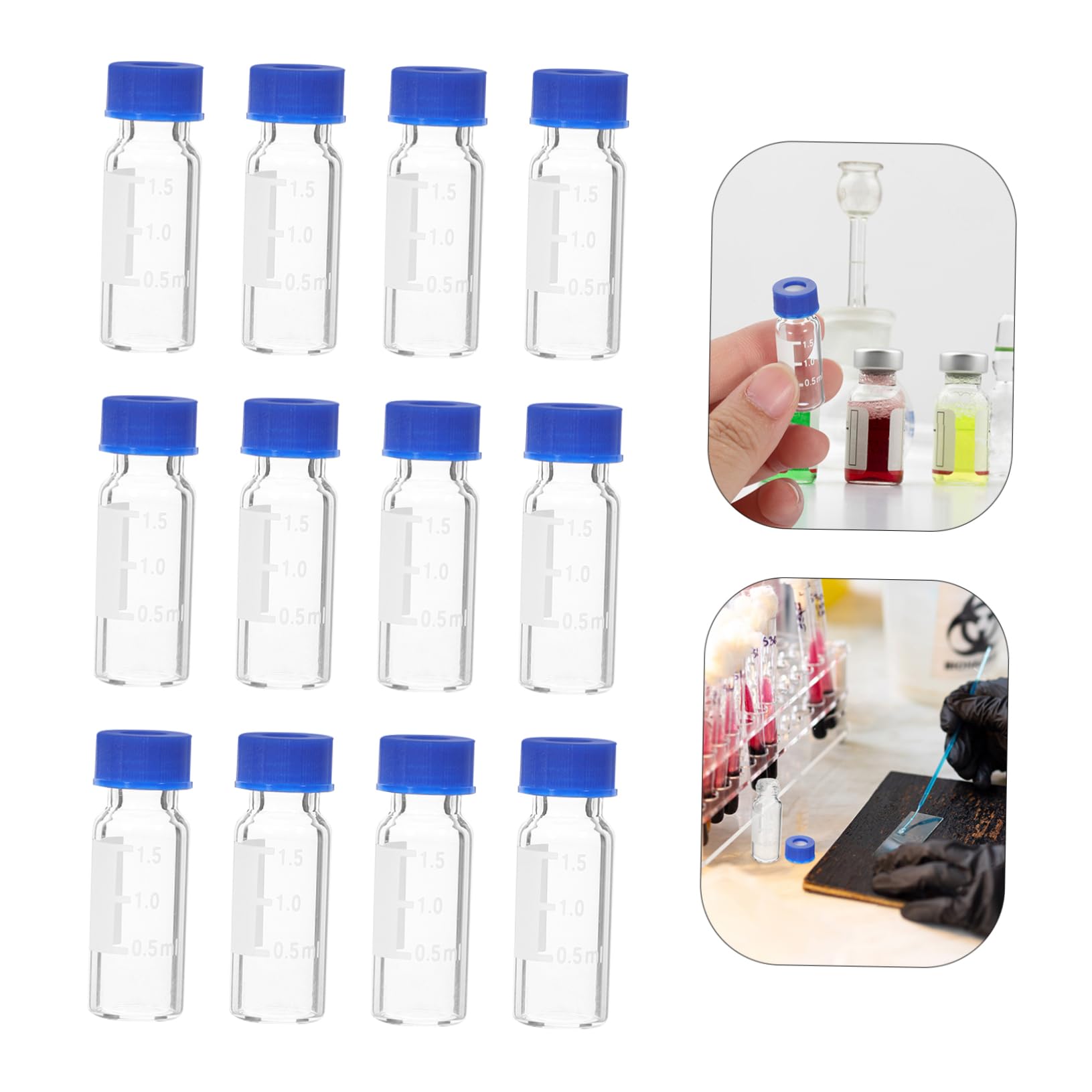 Gatuida 500piezas Frascos De Vidrio Tapa De Muestreo Transparentes Con Escala Botellas Pequeñas Para Almacenamiento De Muestras Para Laboratorio y Uso Doméstico