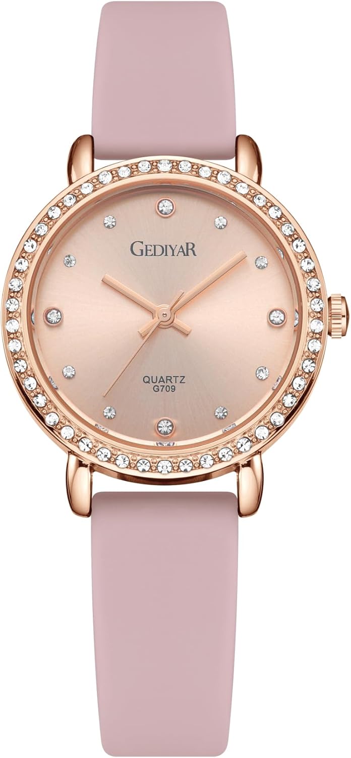 Ladies Female Crystal Quartz Watch with Rhinestone Bezel,
