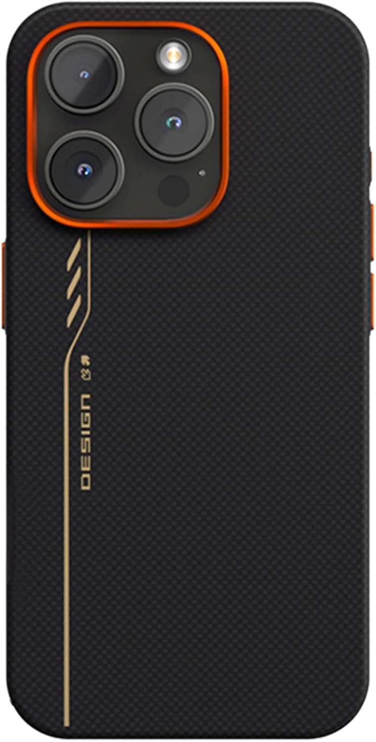 Magnetic Case for iPhone 16 Pro Max/16 Pro, Aramid Carbon Fiber Case Camera Metal Shockproof Protection Ultra Thin Cover Black