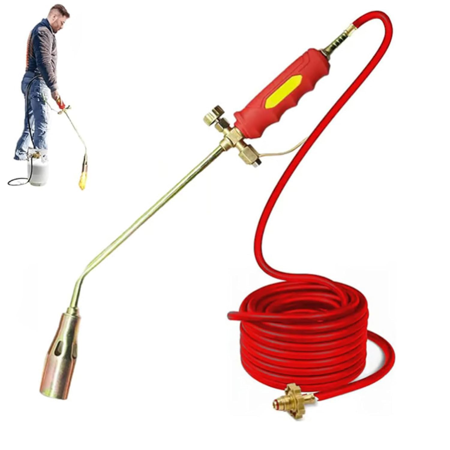Nuovo kit bruciatore per erbacce a propano, bruciatori a gas con tubo flessibile da 2 m, controllo della fiamma e accenditore a pulsante, per diserbo di giardini, ghiaccio, neve e strade (35)