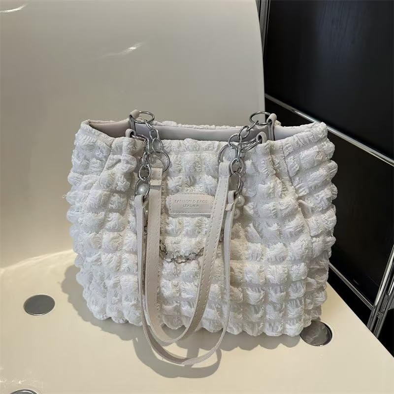 Bolso tote para mujer con cadena de perlas, bolso casual espacioso, bolso hobo cruzado miniatura 4