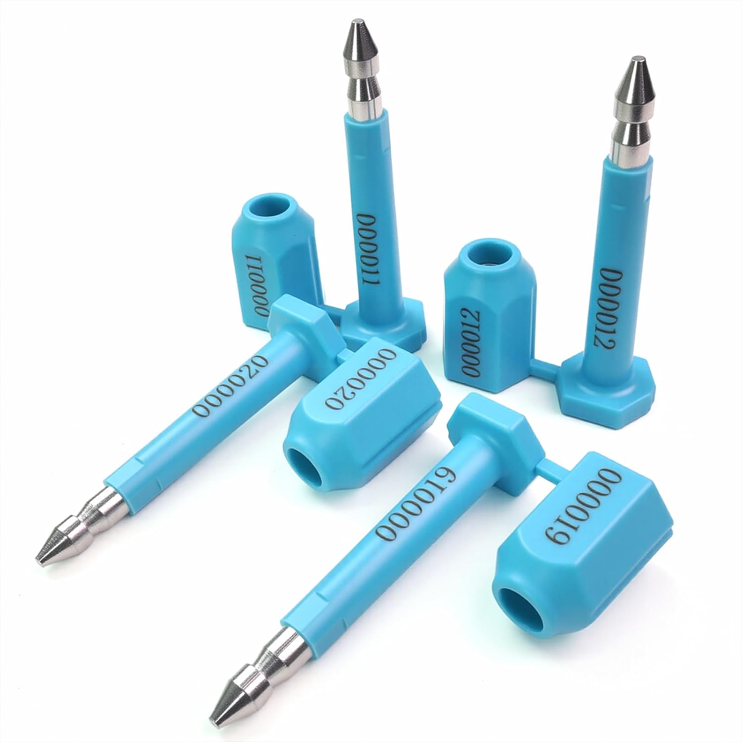 KOCENTS(R) Bolt Seals, (10PCS) High Security Shipping Seal with Print Serial Number, Tamper Proof for Trucks Thumb Latch, Trailers, Cargo Containers Safety Lock, ISO 17712 Certified (Blue)