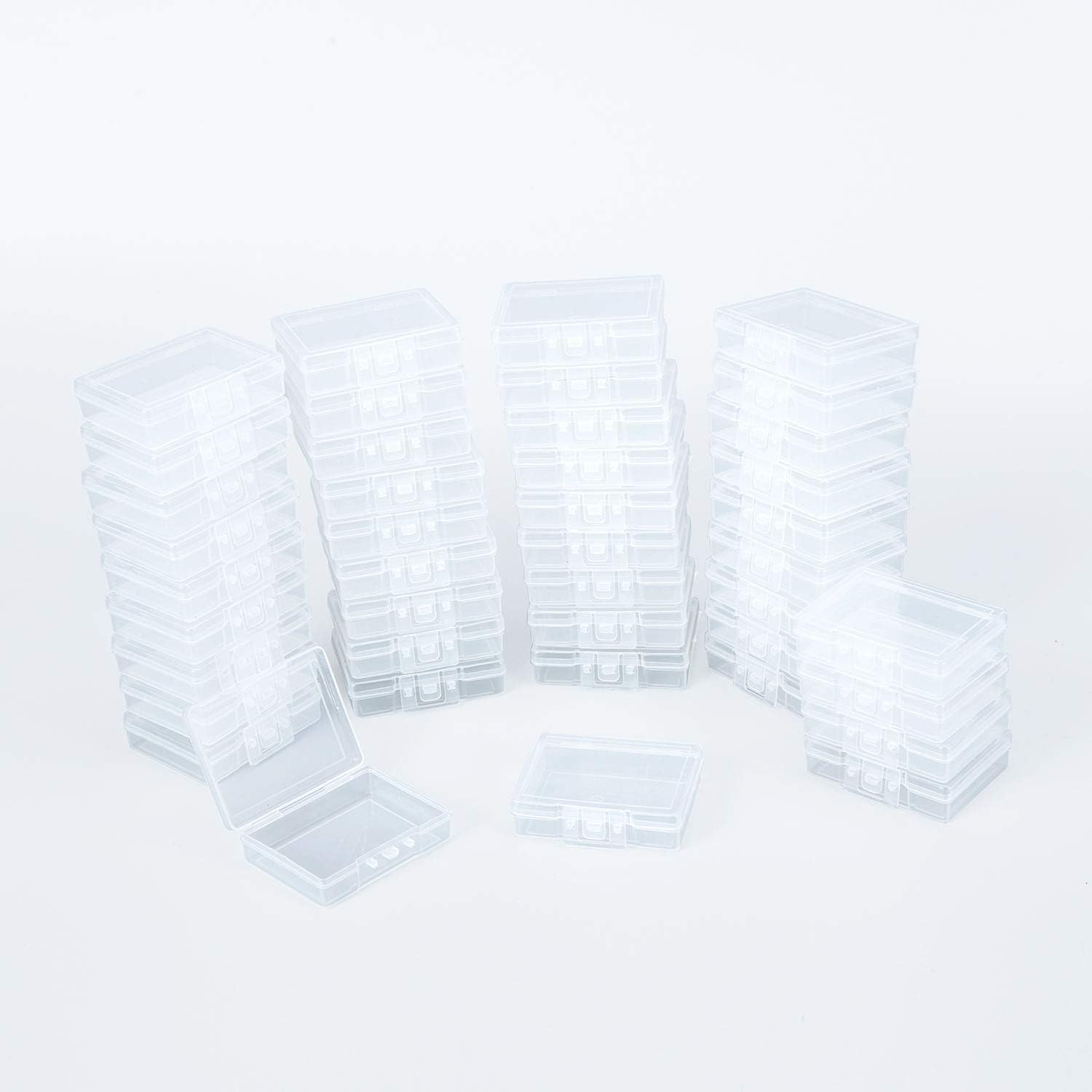HANYAN 42 Pack Small Rectangle Plastic Bead Storage Containers Box with Closed Switch Flip Cover (2.3 x 1.8 x 0.65 Inch)