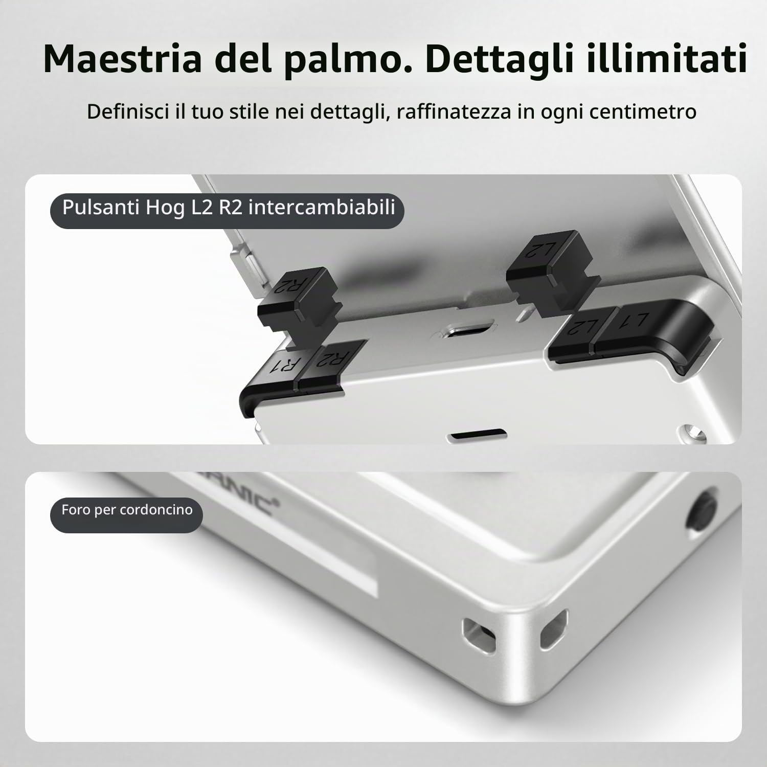 RG Rotate Retro Handheld Game Console, 3.5" Schermo girevole Android Portable Player, Unisoc T618 Chip 3GB+32GB, Batteria 2000mAh, Corpo in lega di alluminio (RG Rotate-Aurora Silver-NUOVO)