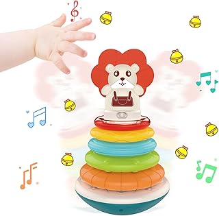Soulmemes Baby Stacking Rings Musical Toys Building Rings Stacker Teethers Early Educational Learning Stacking Toys Tumbler Toys Baby Interactive Toy for Baby Toddlers Ages 6 Months+