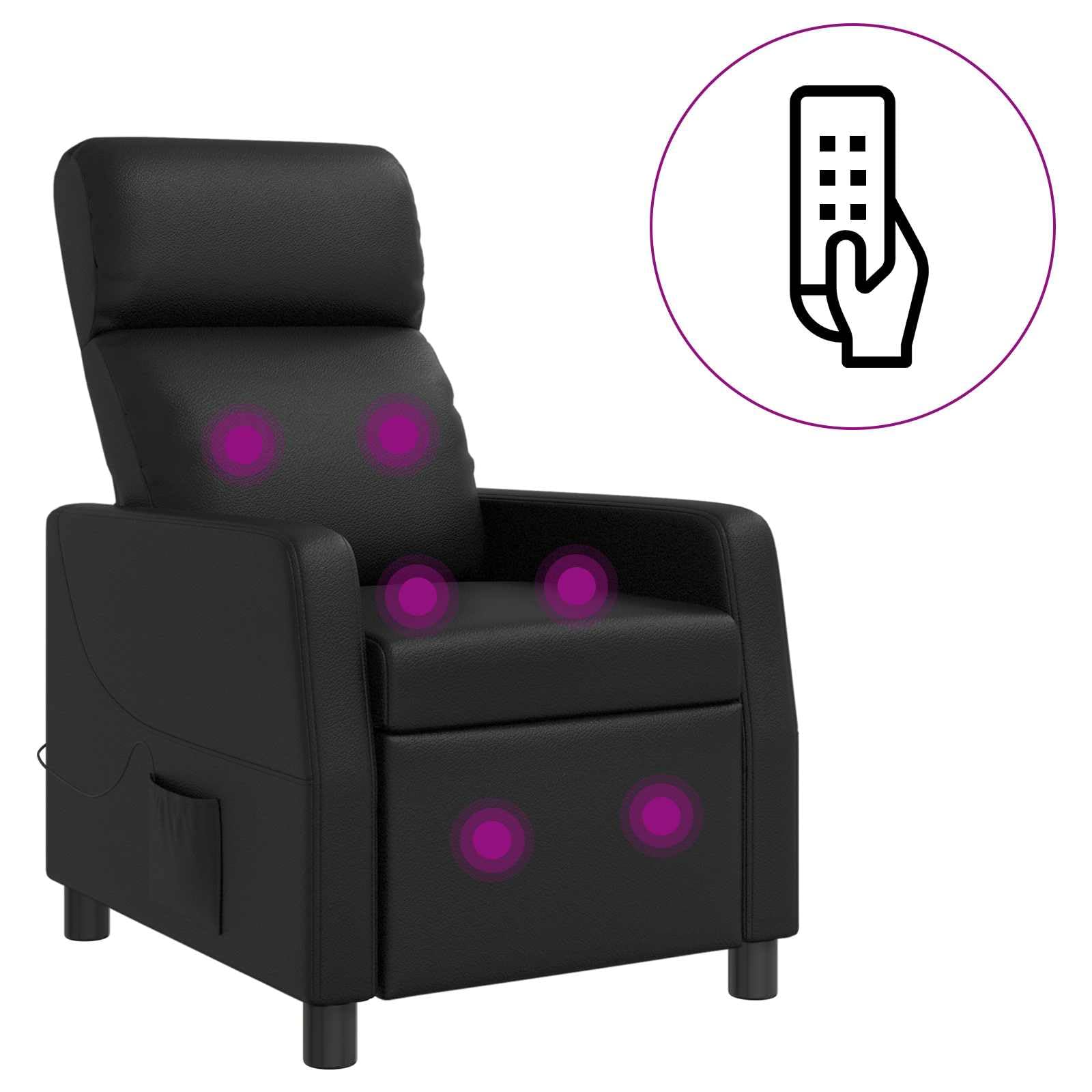 Poltrona relax nera in ecopelle con funzione reclinabile regolabile 115-160