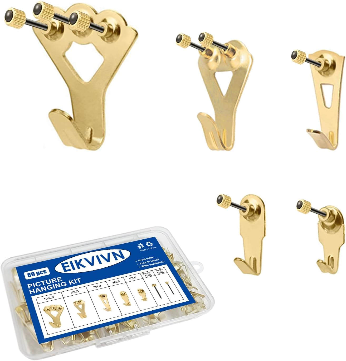 Heavy Duty Picture Frame Hooks Supports Up to 100 lbs 10 Pack with