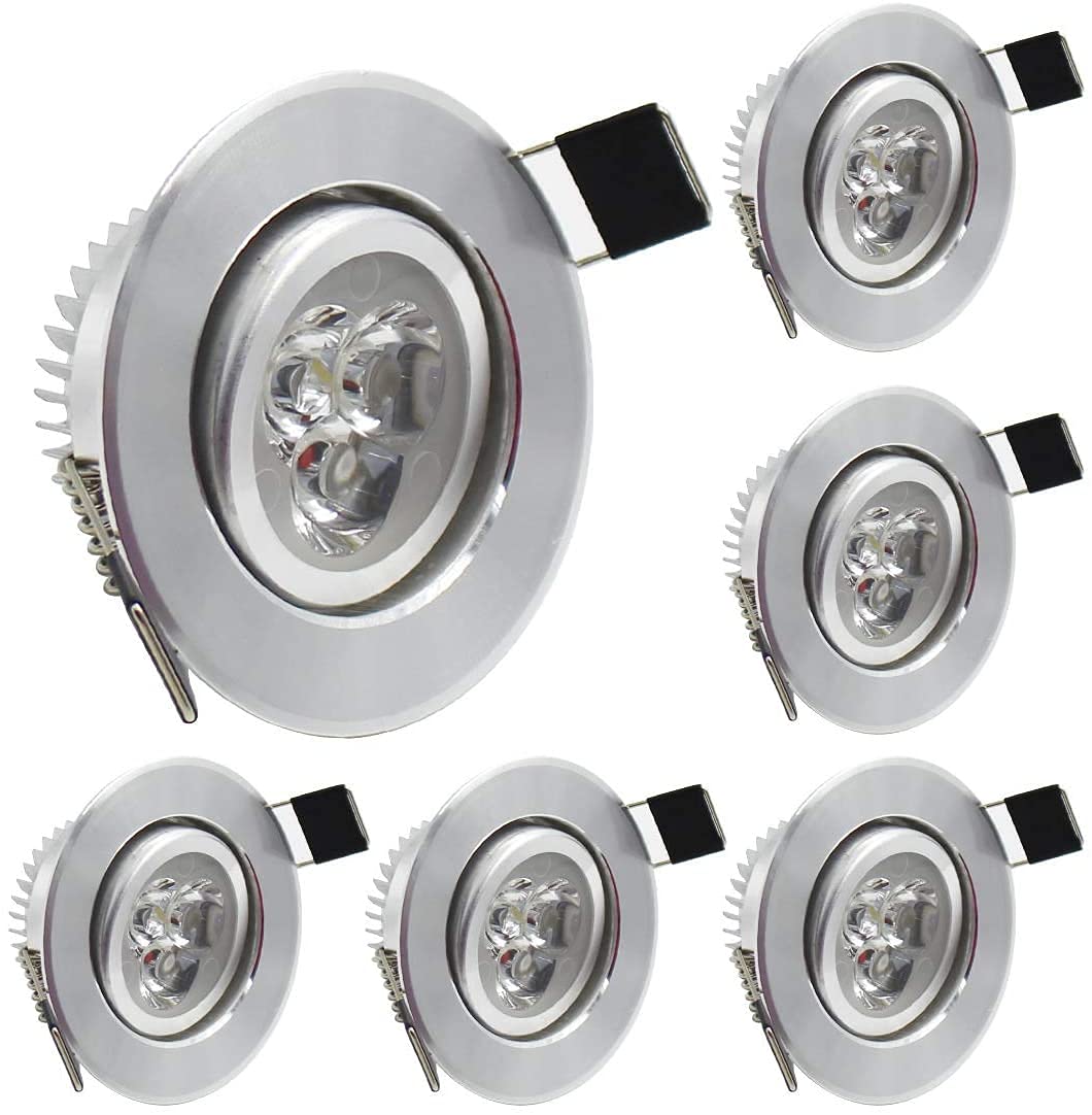 GJGHKLHL downlights， 6 Packs Small Recessed Mini Spotlight, 3W Ceiling Downlights, 3w 55mm Cut-Out Hole, Angle Adjustable Lights(White Light)