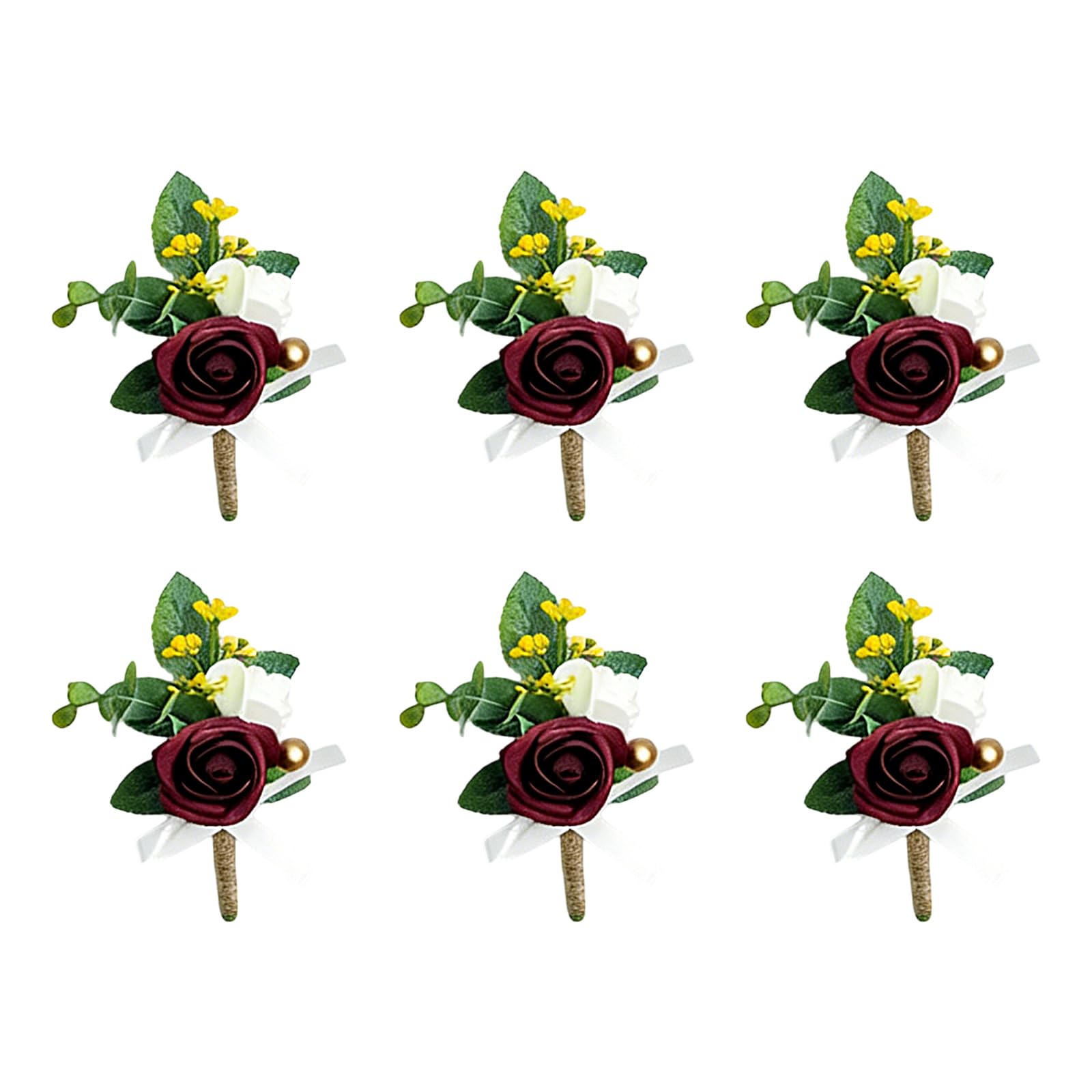 Hsioluted 6Pcs Artificial Flower Bouquet Wedding Boutonniere Wrist Corsage for Prom Bridal Showers Wedding Anniversary Graduation Artificial Flower Nosegay