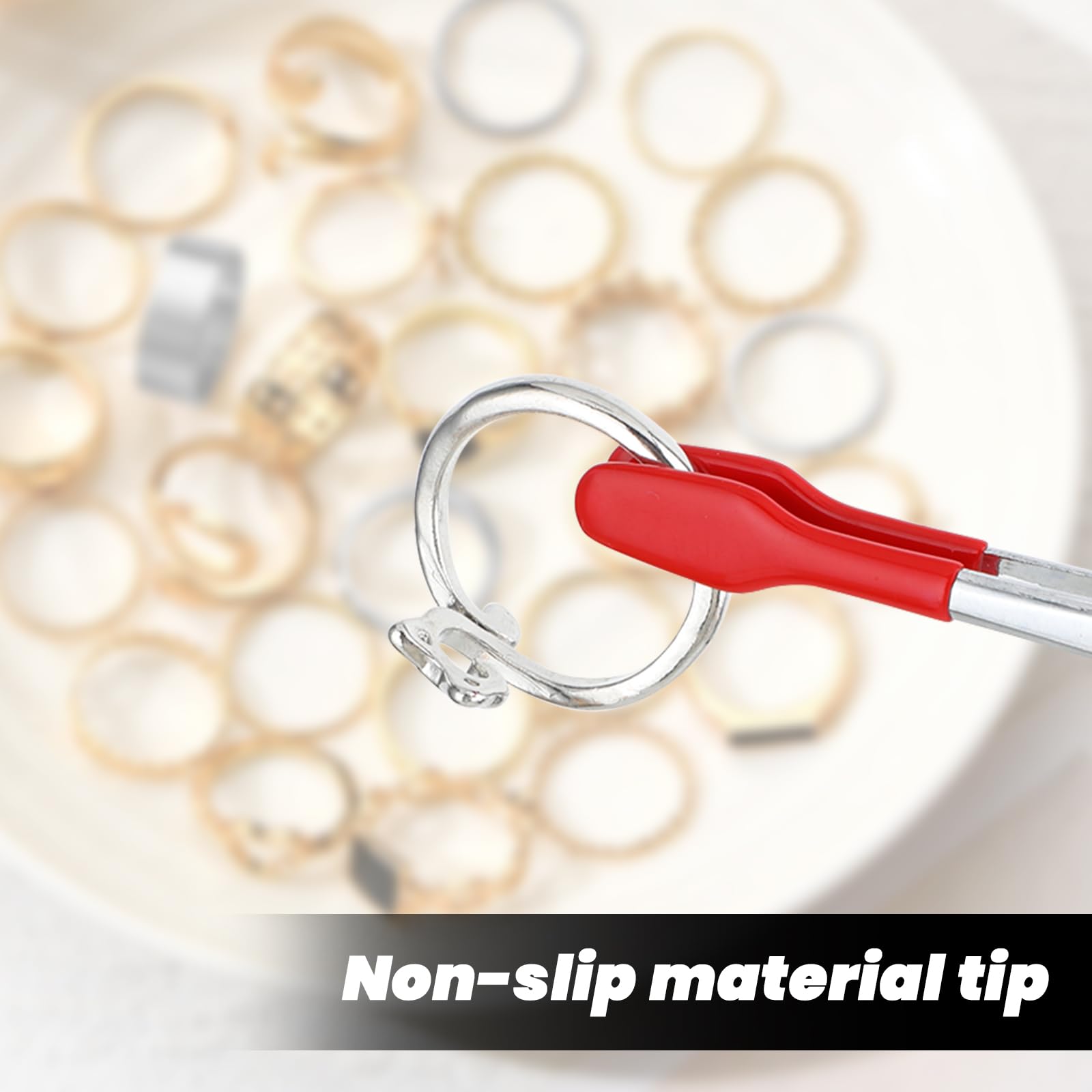 Amabro 2 Pinzette Modellismo,Pinzette Di Precisione,Pinzette Con Punte In Gomma Pinzette In Acciaio Inox Con Punta Piatta In Gomma Pvc Piatte Antiscivolo Per Laboratori Gioielli Francobolli Monete