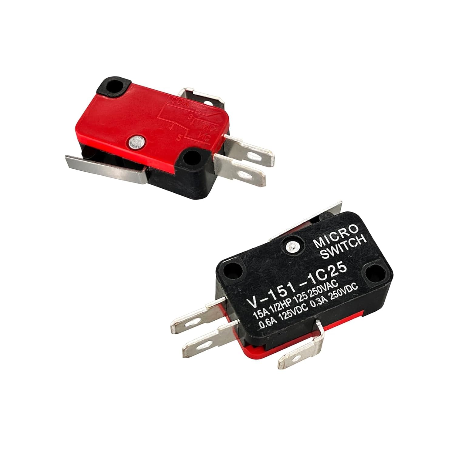SOMA™ 1 PCS, Micro Switch, 1NO 1NC SPDT 15A 125/250VAC Long Straight Hinge Lever Arm Switch for Electronic Equipment V-151-1C25-image-4
