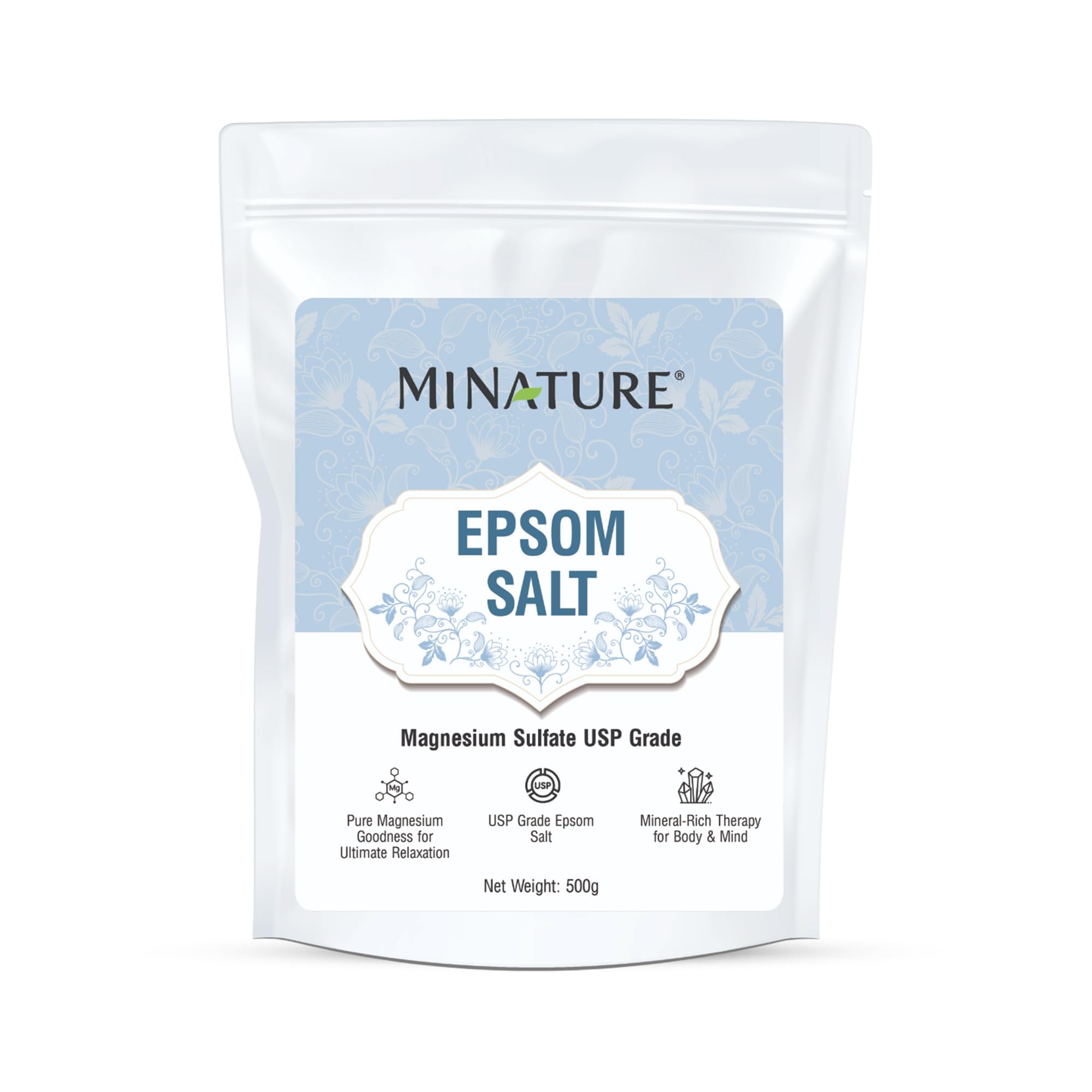 minature Mi Nature Epsom Salt| Certified USP Grade Epsom Bath Salt 500g(17.63oz) | Pure Magnesium Mineral for Bath Relaxation, Muscle Comfort & Plant Nourishment |Multipurpose Salt-picture-10