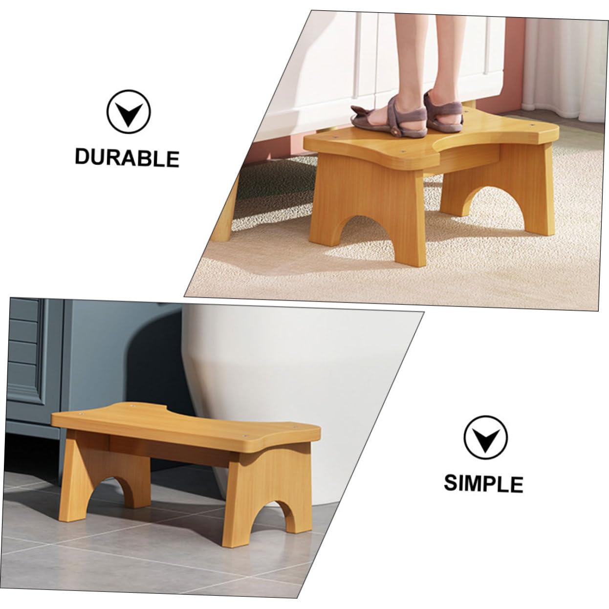 Cabilock Stabiler Badezimmer Fußhocker mit Rutschfester Oberfläche und Rechteckigem Design als Toilettensitz Trittschemel für Kinder und Ganze Familie