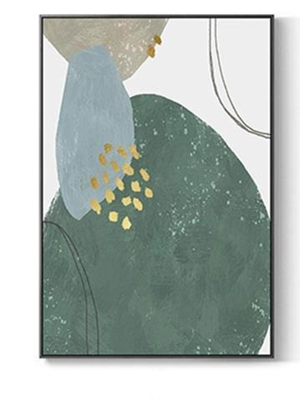 Abstract Dark Green Geometric Element Pattern Nordic Minimalist Style Stitching Combination Bedroom Living Room Decoration 50x70cm No Frame