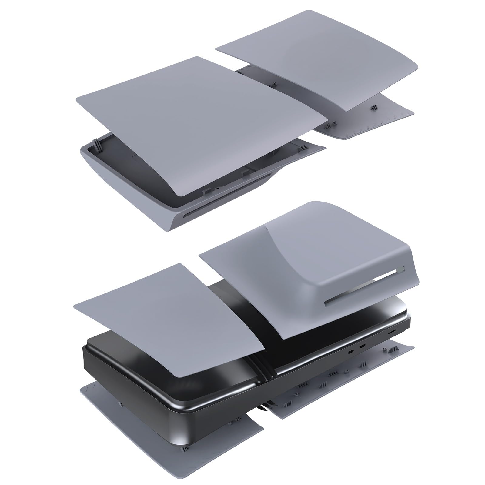 Mascherina per PS5 Pro Disc Edition, custodia rigida in ABS opaca, accessori per console PlayStation 5 Pro, antiurto, antipolvere e antigraffio, pannelli a scatto (grigio)