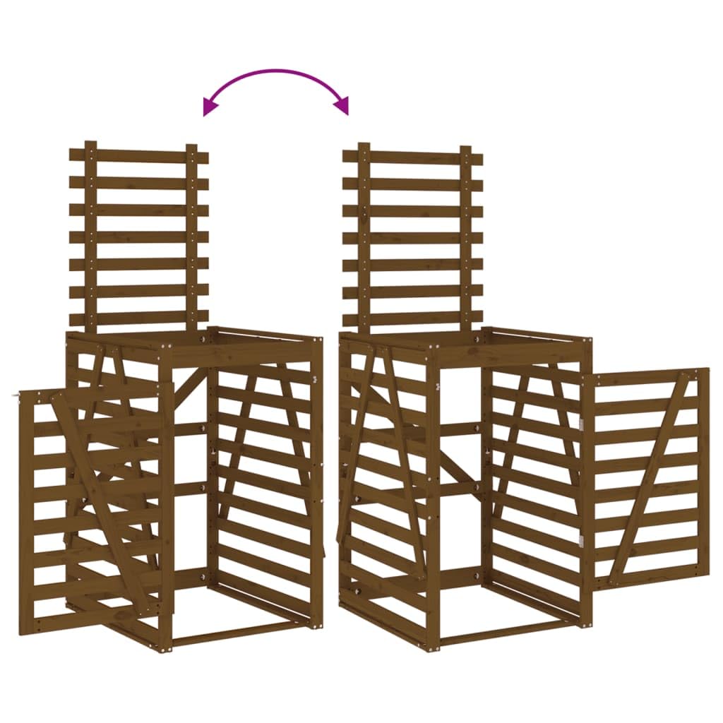 Genérico Cobertizo Cubos de Basura Madera Pino marrón Miel 84x90x128,5cm,Casa y jardín,Productos del hogar,Accesorios para contenedores de residuos,Soportes para contenedores de residuos-825103