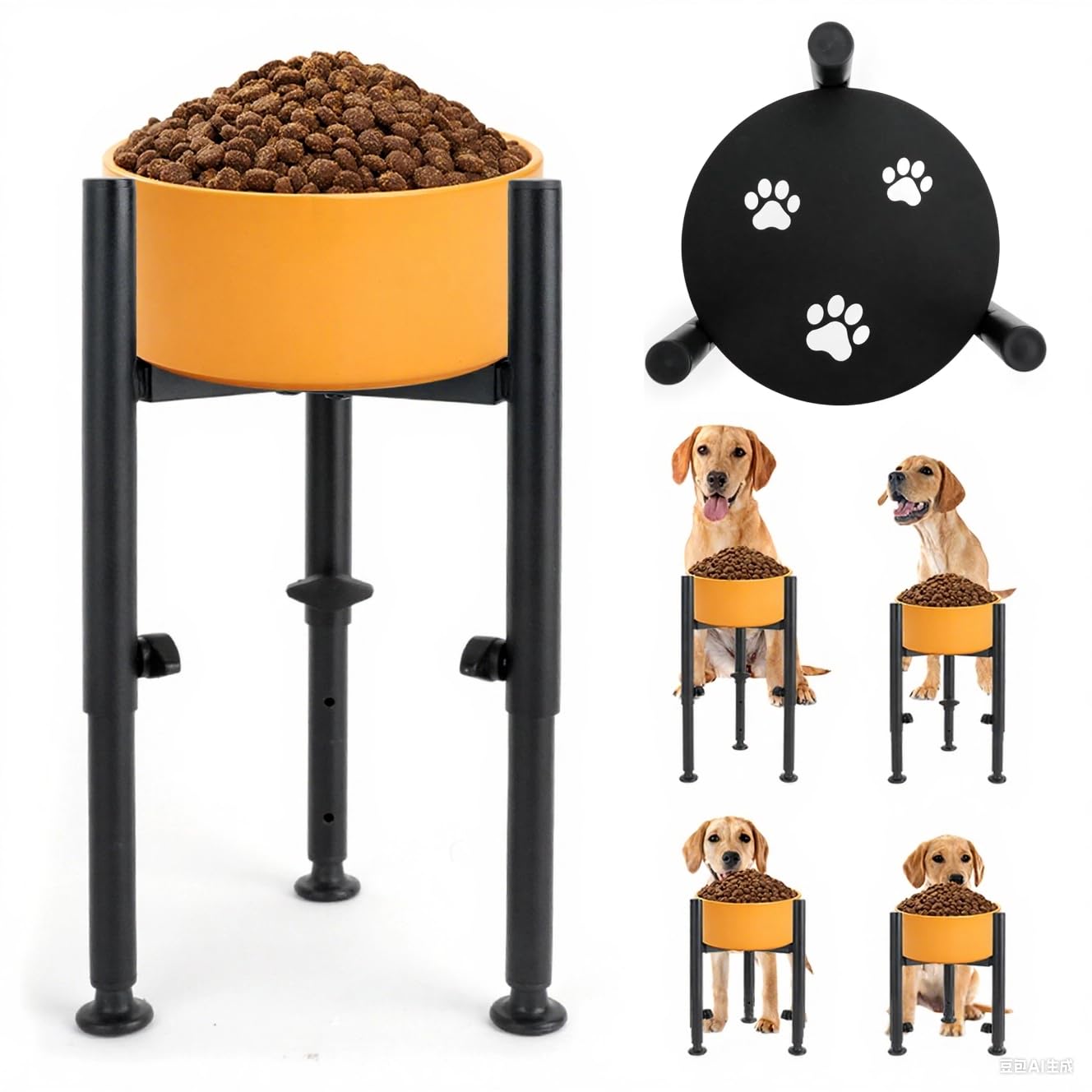 Zoyiancy Comedero para Perros en Posición Elevada con Soporte Ajustable - Cuatro Alturas de 5-10