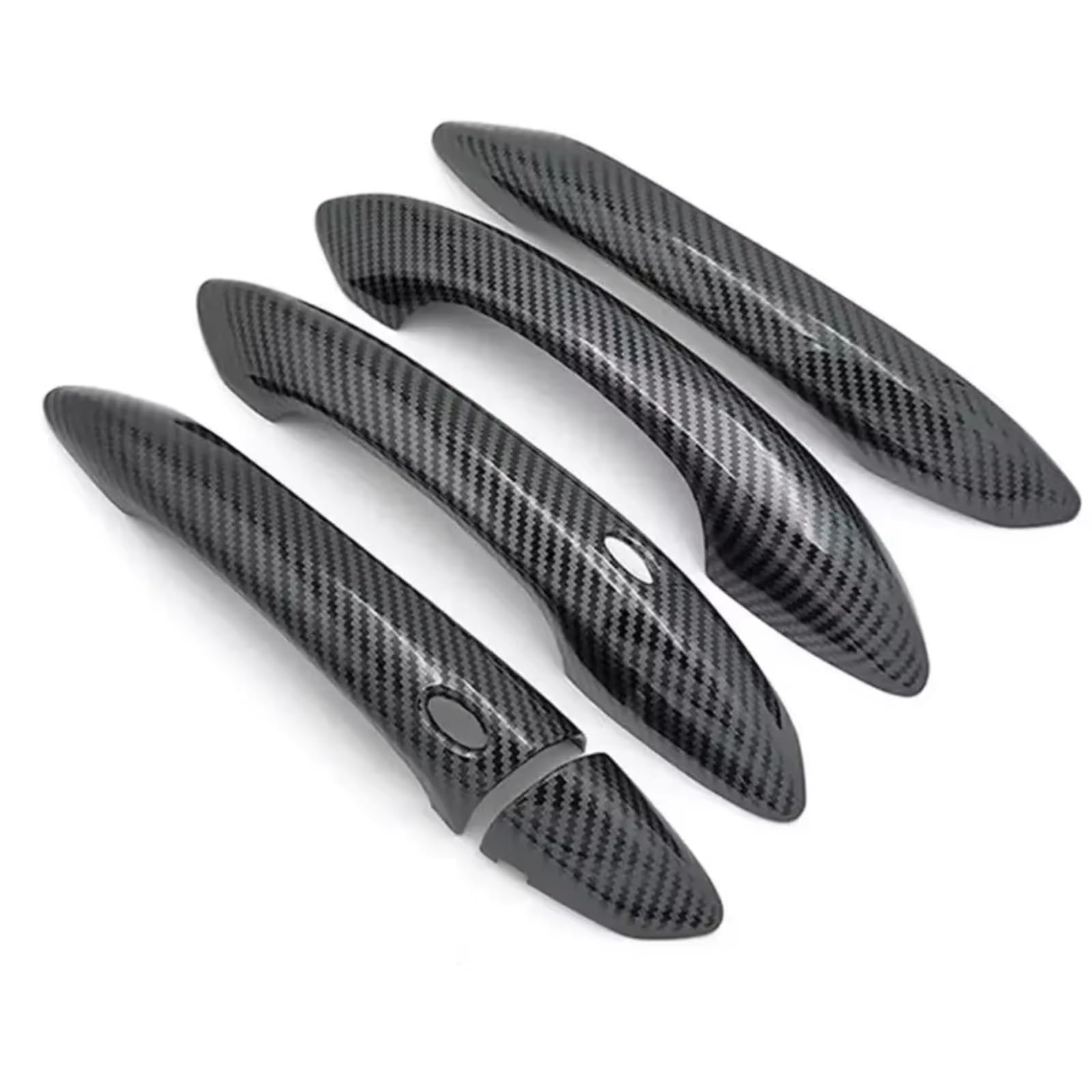 JJRFVBGT Door Handle Trim Compatible with Hyundai for Tucson 2022 2023 ABS LHD Auto Carbon Fiber Black Style Chrome Car Exterior Door Handle Housing