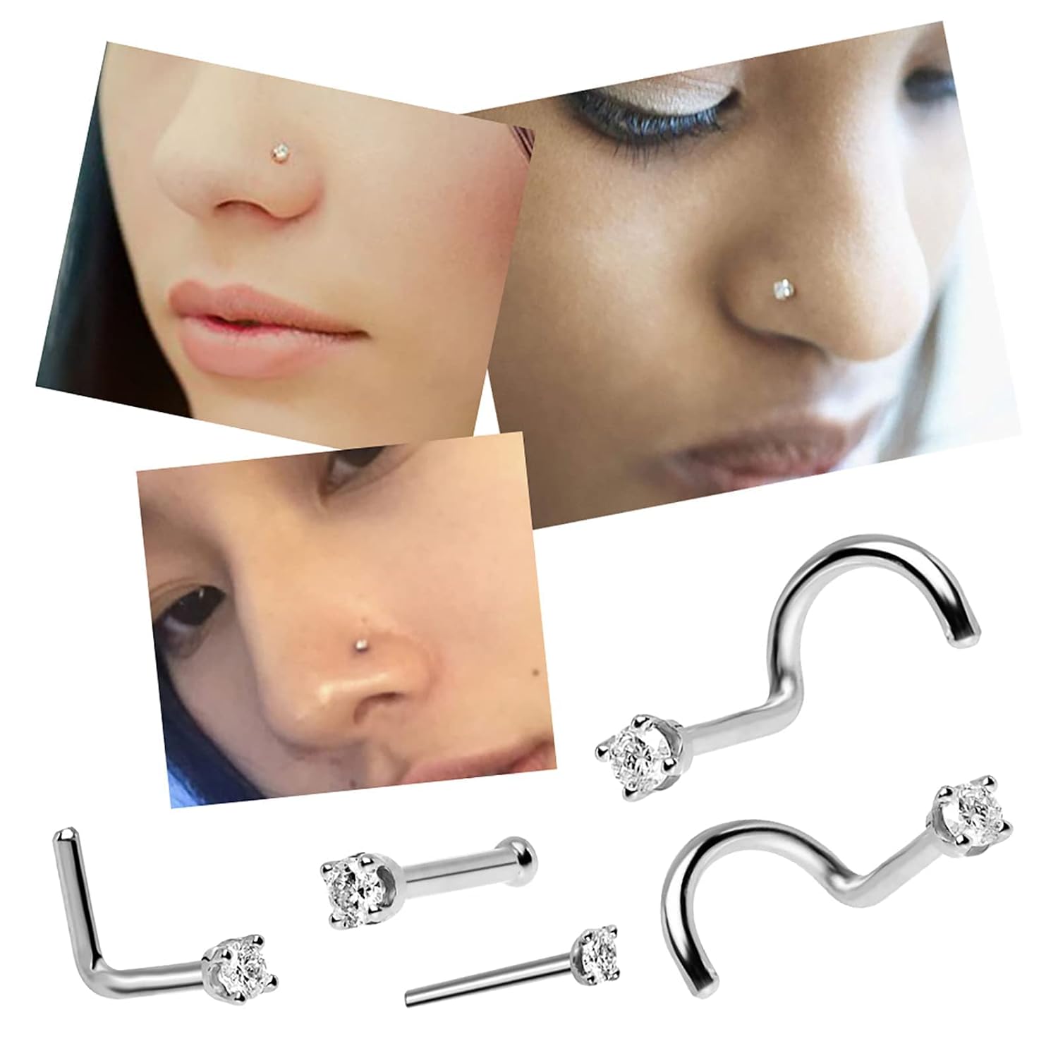 WZPB Nose Piercing Kit 19Pcs Nose Piercing Kit with Nose Ring Piercing Jewelry 18G 20G Piercing Needles Disposable Piercing Clamps Set for Nose Piercing Supplies