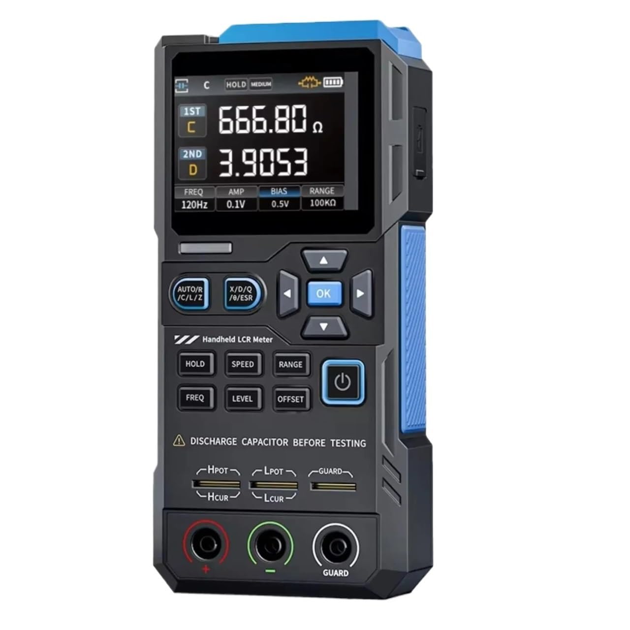 Medidor LCR de mano 100Hz-100kHz, probador de puente digital de precisión del 0,3% for resistencia de capacitancia de inductancia con pantalla TFT de 2,8"