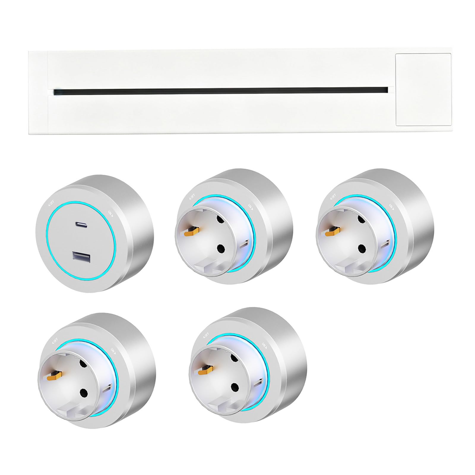 Gniazdo Szynowe Modułowe 8000w, Gniazdo Zasilające 40-100cm, Z Wyjmowaną Wtyczką Europejską Standardową + USB + Type-C, Listwa Zasilająca Montowana Na Ścianie Z Wyłącznikiem White-50cm