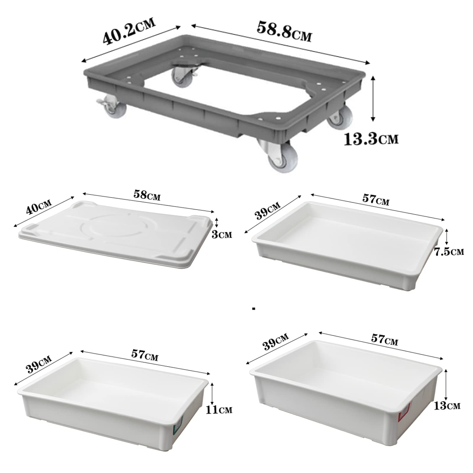 AIZYR Caja De Fermentación De Masa para El Hogar - Kit De Bandeja De Masa para Pizza Carro con Ruedas para Pizzerías, Pastelerías, Panaderías,57x39x11cm