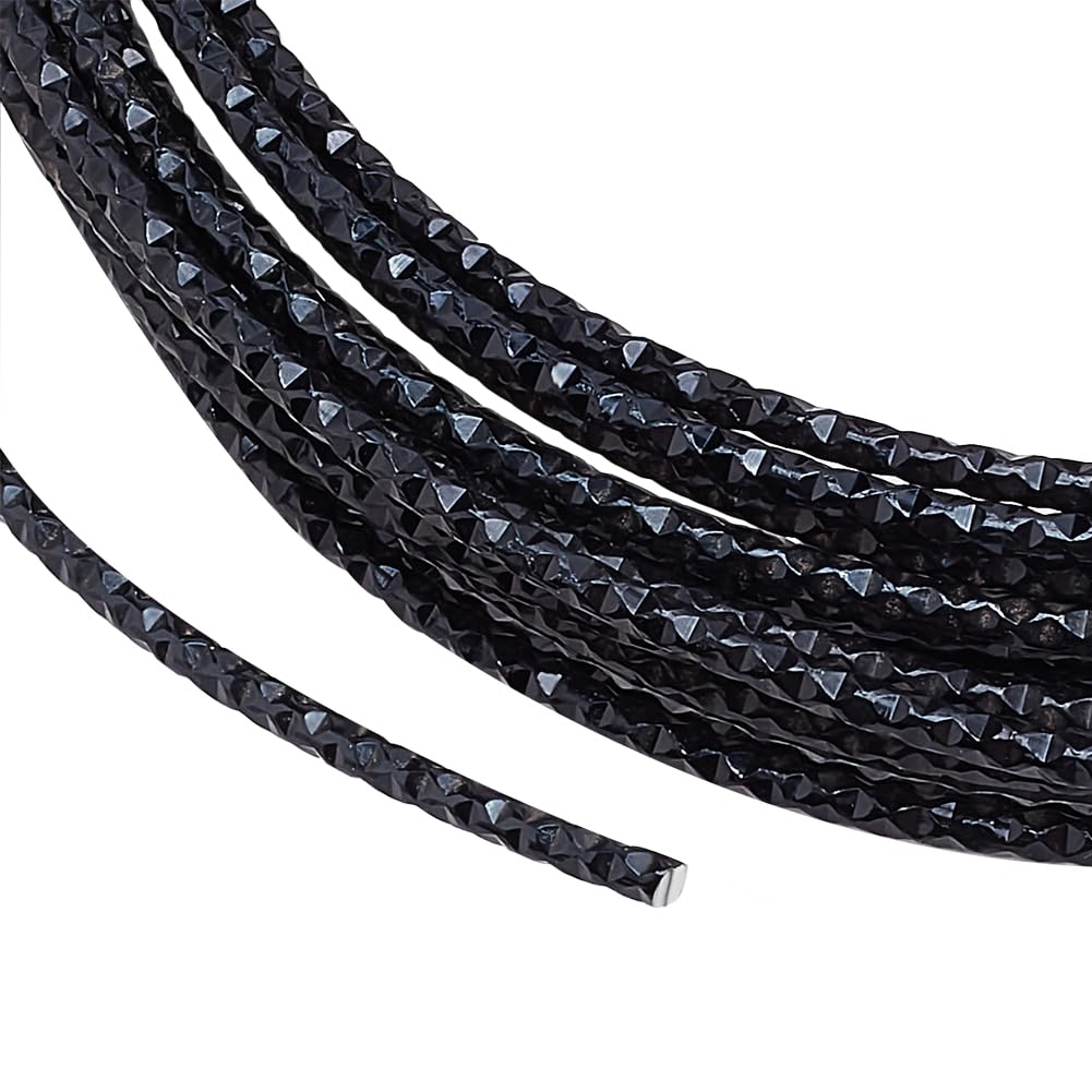 BENECREAT 32.8 Feet 12 Gauge Black Textured Aluminum Wire, Diamond Cut Round Aluminum Craft Wire for Ornaments Making and Other Jewelry Craft Work
