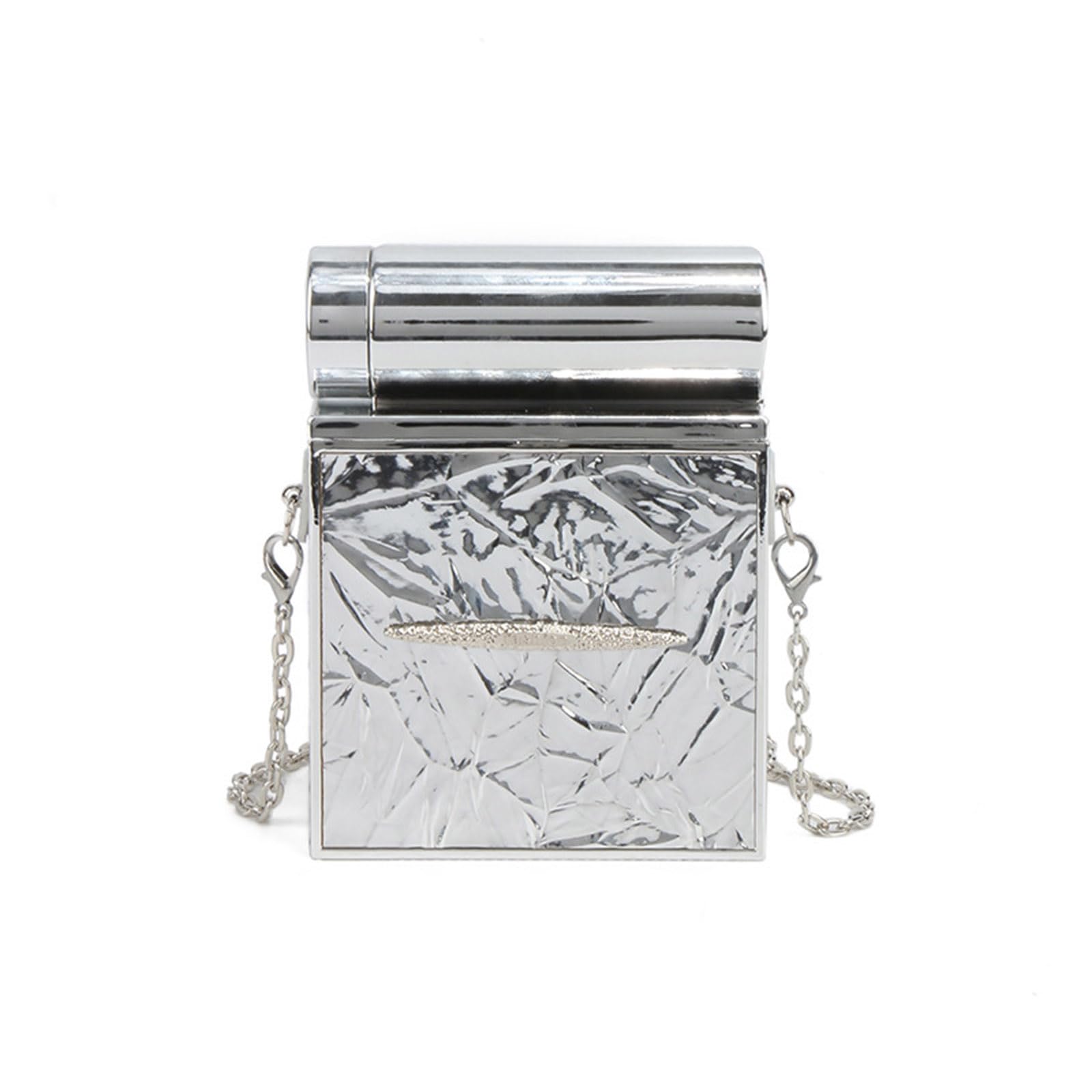 Sac de rangement d'énergie moderne en acrylique argenté avec chaîne bandoulière téléphone - 8