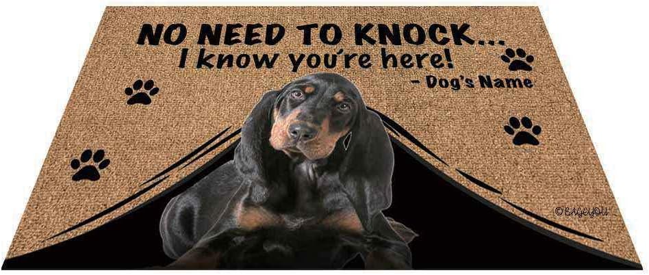 BAGEYOU Personalized Dog's Name Doormat with My Love Dog Coonhound Welcome Floor Mat No Need to Knock I Know You're Here 27.5 x 17.7