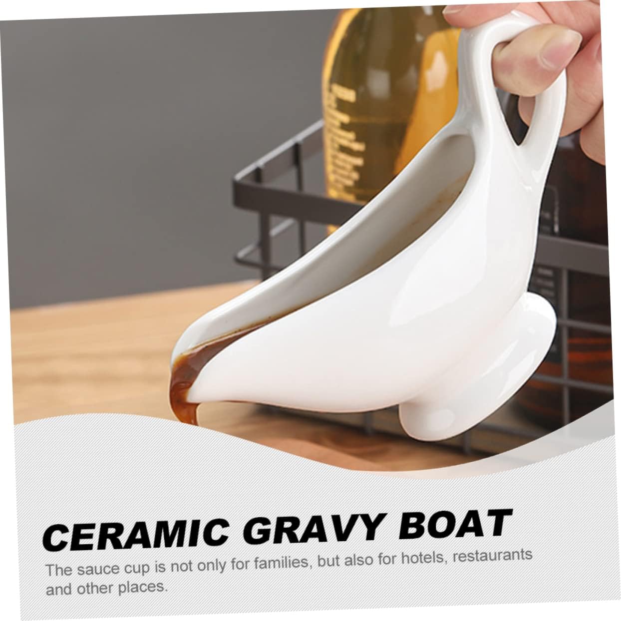 Unomor 2Pcs Ceramic Condiment Cups Multi Function Sauce Boats for Gravy Vinegar and More Elegant Table Decor for Homes Hotels and Restaurants