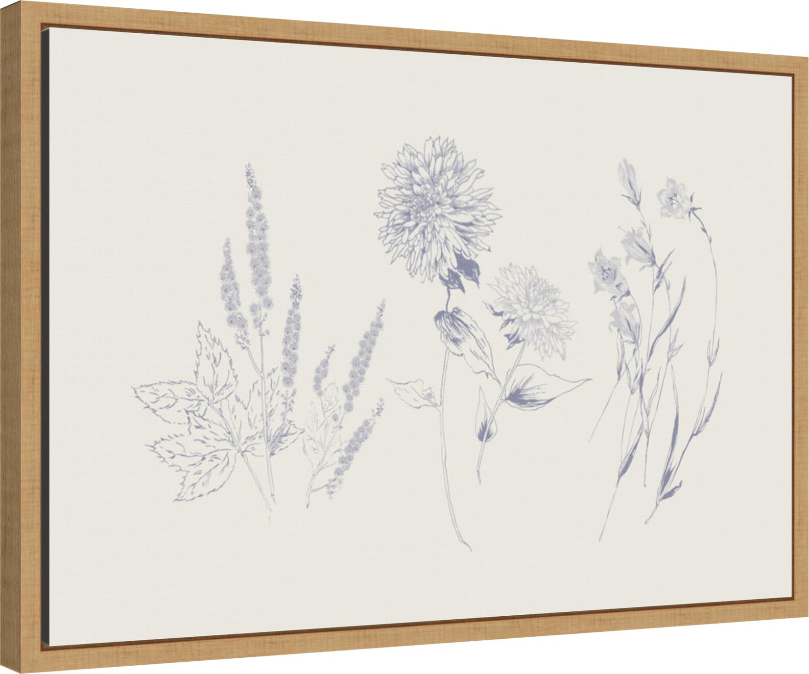 Amanti Art Framed Canvas Wall Art 16x23 Flowers on White VIII Blue by Wild Apple Portfolio, Framed Wall Art Canvas, Flowers Artwork, Modern Decor, Medium Poster Painting for Living Room, Bedroom,