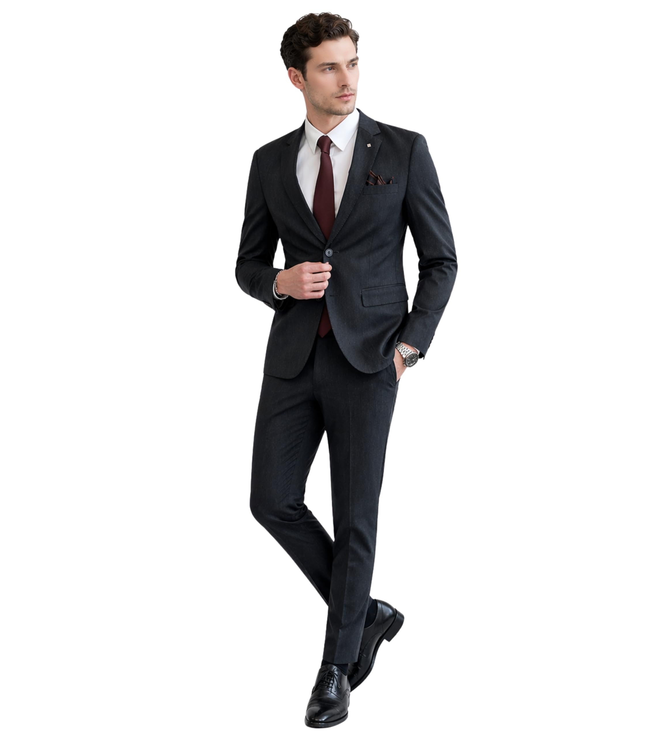 l'monte Imported 2 Piece Suit Blazer for Men Formal Slim Fit Two Button Closure Coat & Pant Set for Business and Wedding Party-picture-19