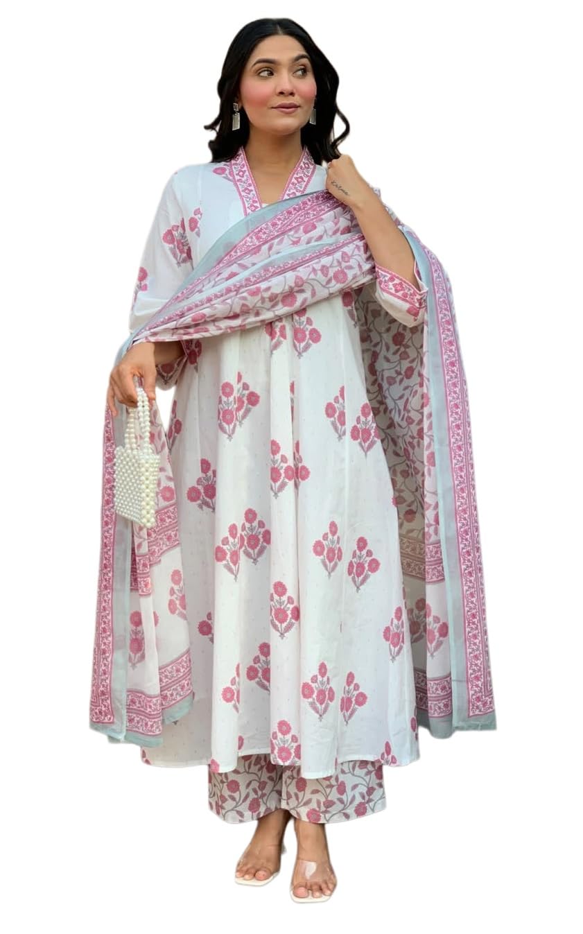 Women Pure Viscose A-Line Kurta Set with Dupatta | Floral Printed Kurta Pant Set for Women | Ethnic Wear Suit Set | Casual, Office & Daily Wear Kurta Set-image-26
