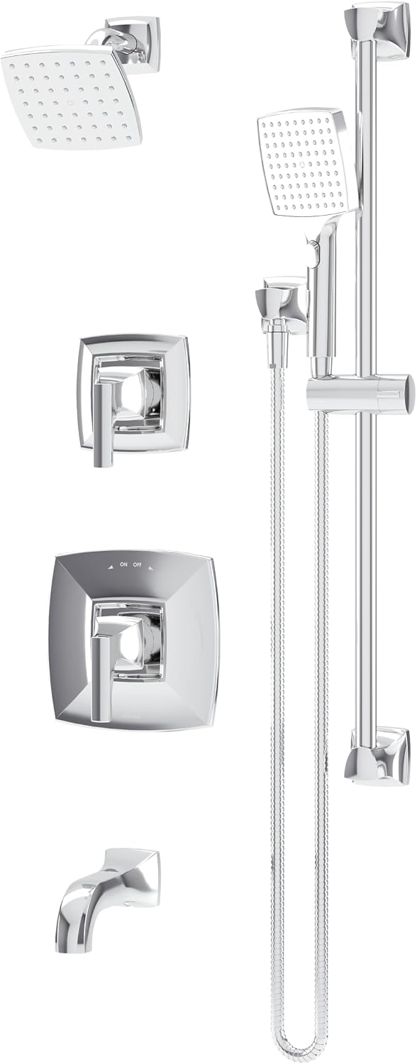 Symmons Oak HydroMersion Double Handle Tub and Shower Trim Kit with Hand Spray in Satin Nickel (Valve Not Included) 5696STN15TRM