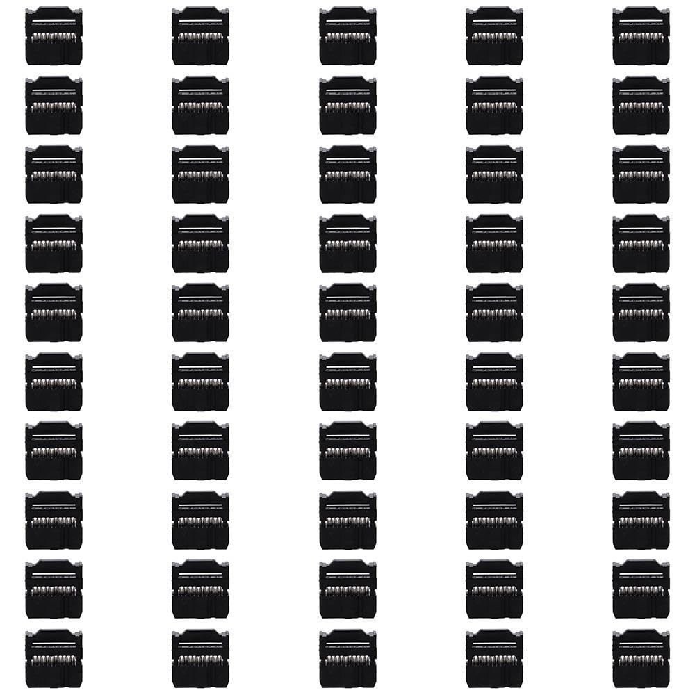 AllGIFT 50pcs IDC Connector Header JTAG ISP Socket Durable Black Double-Row for Ribbon cable