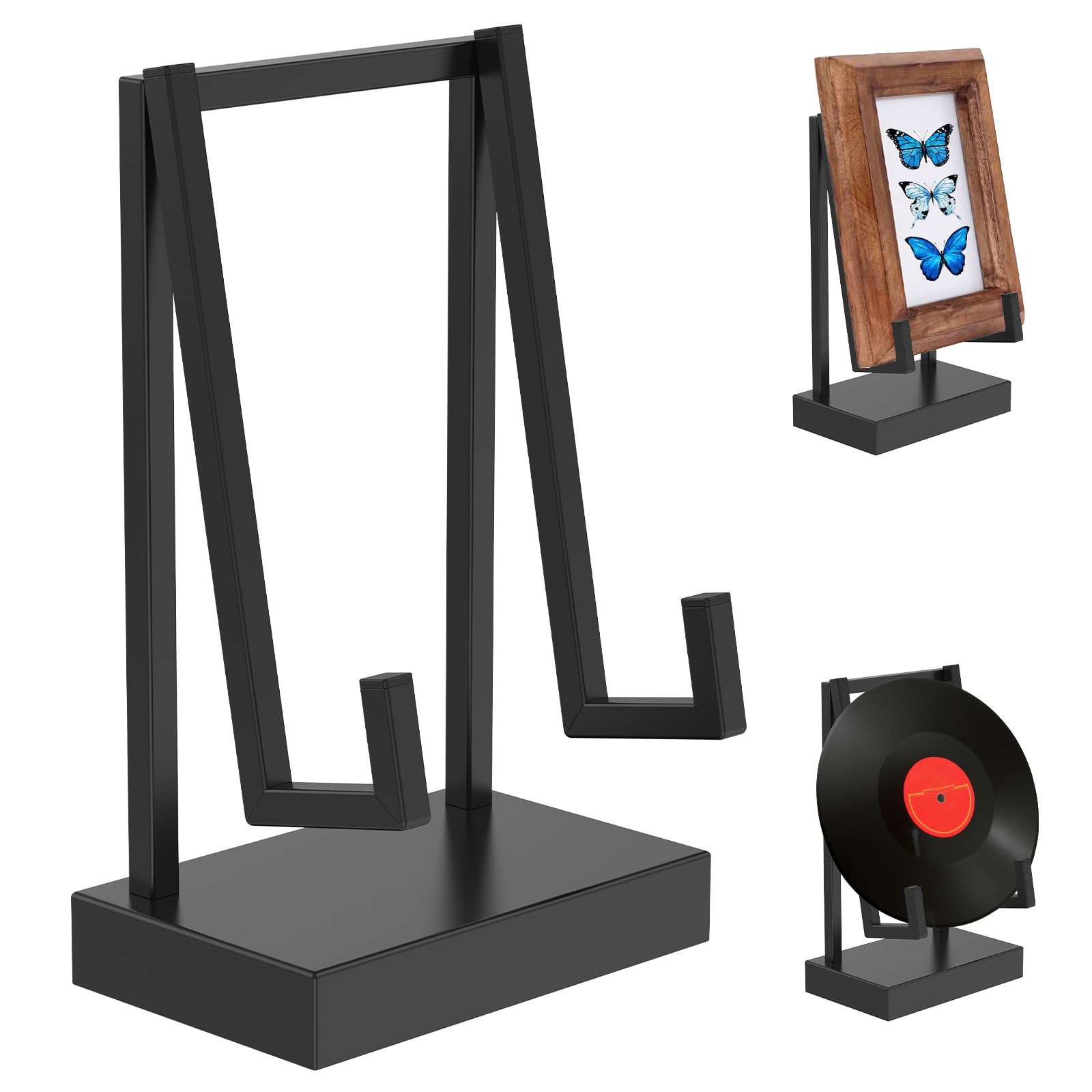 VAVPUP Metal Display Easel Black Tabletop Easel Stand Modern Abstract Tabletop Display Holder for Books Plate Photo Frame Artwork Record Albums(black)