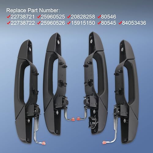 Miniatura 3 de Juego de manijas de puerta exterior, parte delantera y trasera para el lado del conductor y del pasajero compatible con Chevy Avalanche Silverado