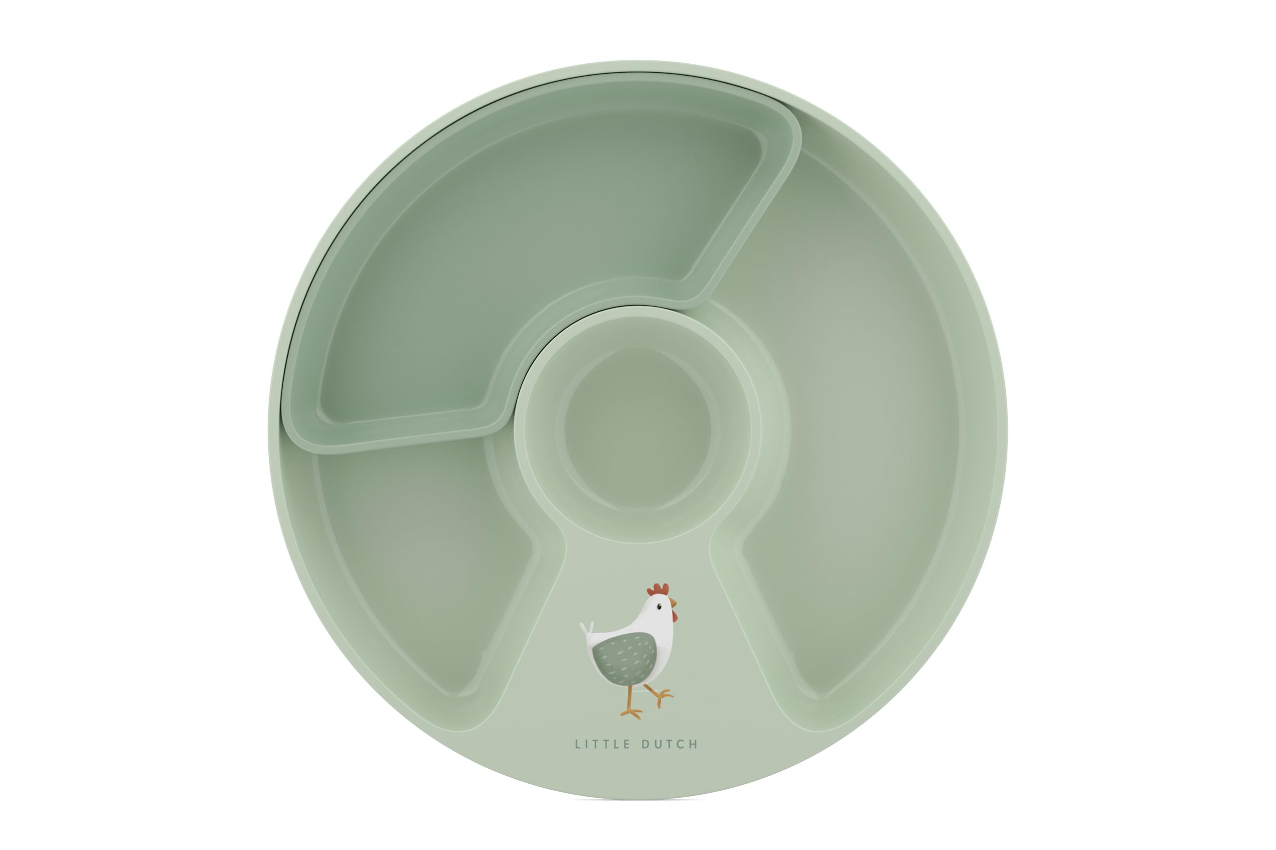 Mepal - Kinderteller mit Unterteilung Mio Little Dutch - Hohe Kanten/Ecken für Schöpfen - Anti-Rutsch-Boden - Mit Fach zur Unterteilung in 2, 3 oder 4 Teile - Mikrowellengeeignet - Little Farm