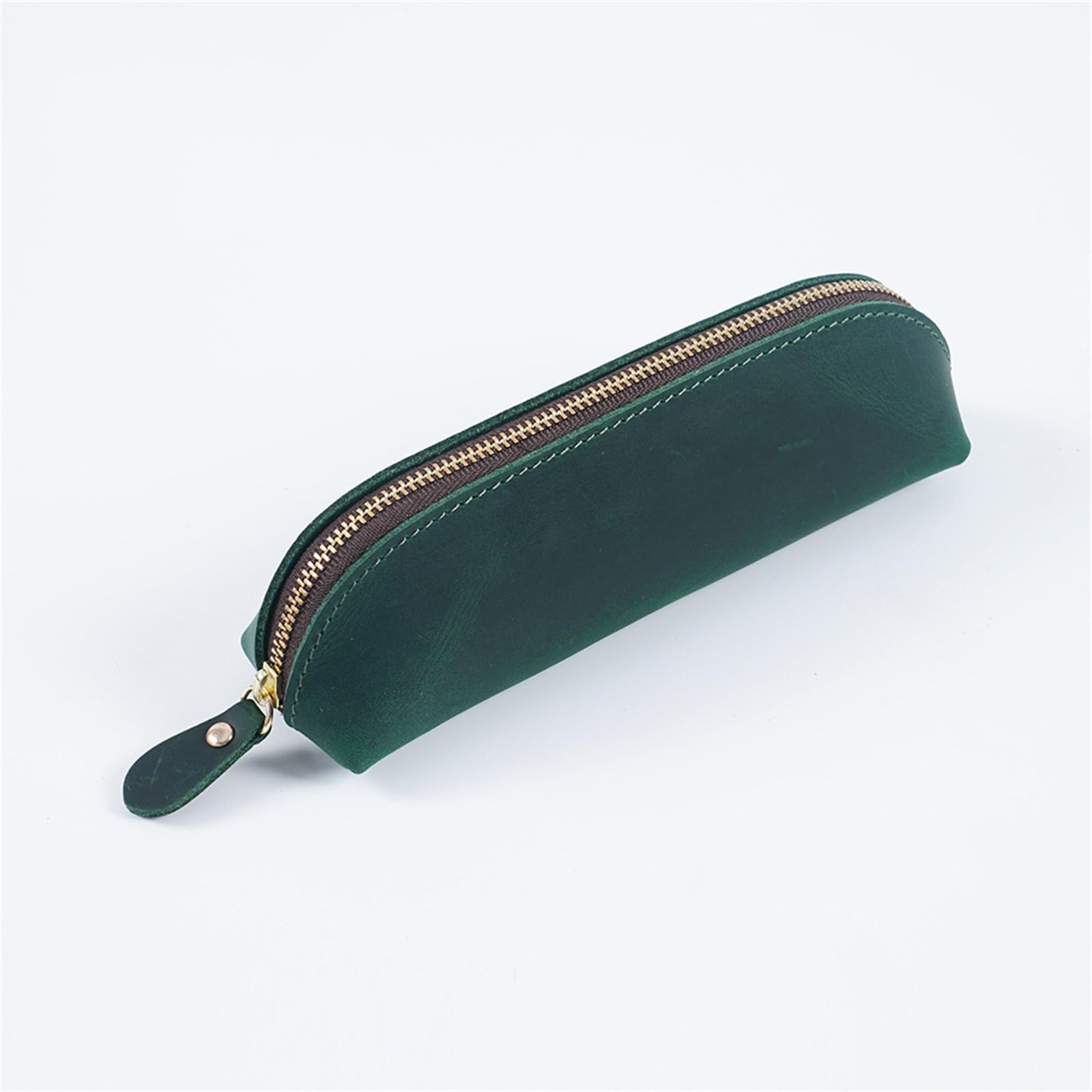 DUMRALBQE Wooden Jewelry Box Leather Pen Bag College Handmade Coin Purse Student for Storage and Organization(Dark green)