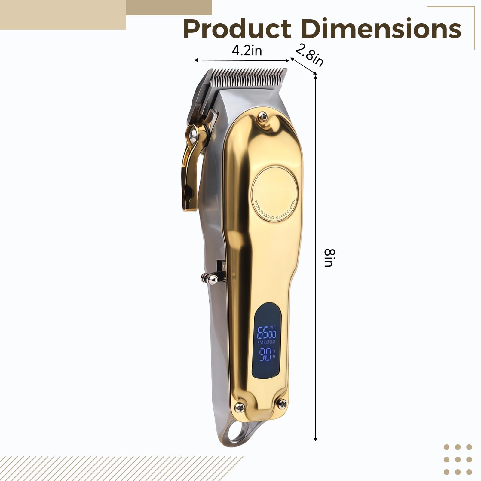 Cortapelos eléctrico para hombre, maquinilla de afeitar profesional de cabeza calva con hoja de acero de precisión, cuerpo de acero inoxidable dorado y plateado, recortadora recargable por USB