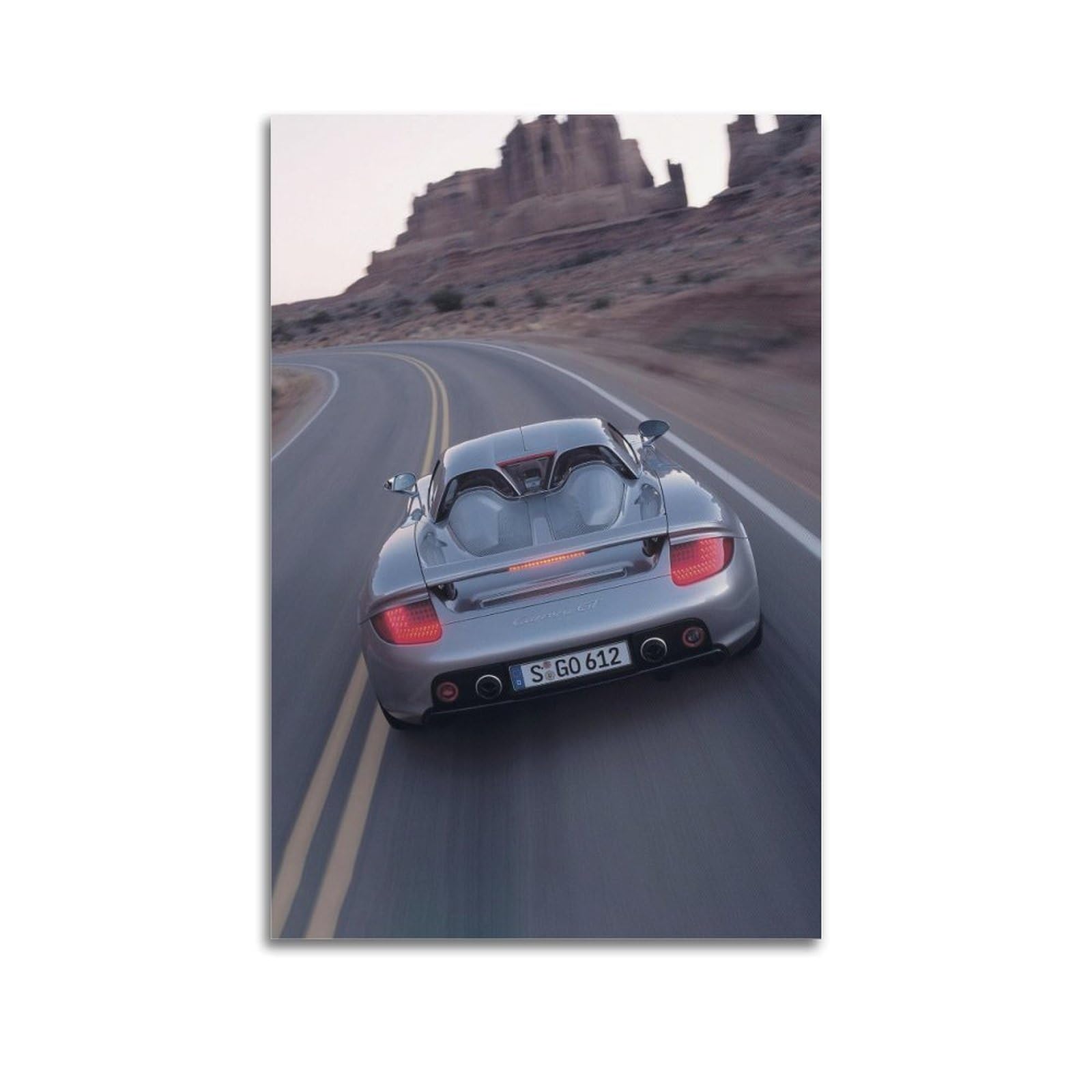 XKUGA Supercar Carrera GT Poster 980 V10 Desert Highway Roadster Modern Decorative Canvas Prints - Ideal Wall Art for Family, Man Cave, Game Room, Boys & Girls Bedroom 20x30inch(50x75cm)